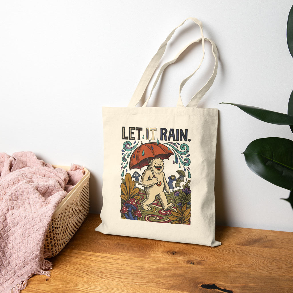 Let it Rain Cotton Canvas Tote Bag