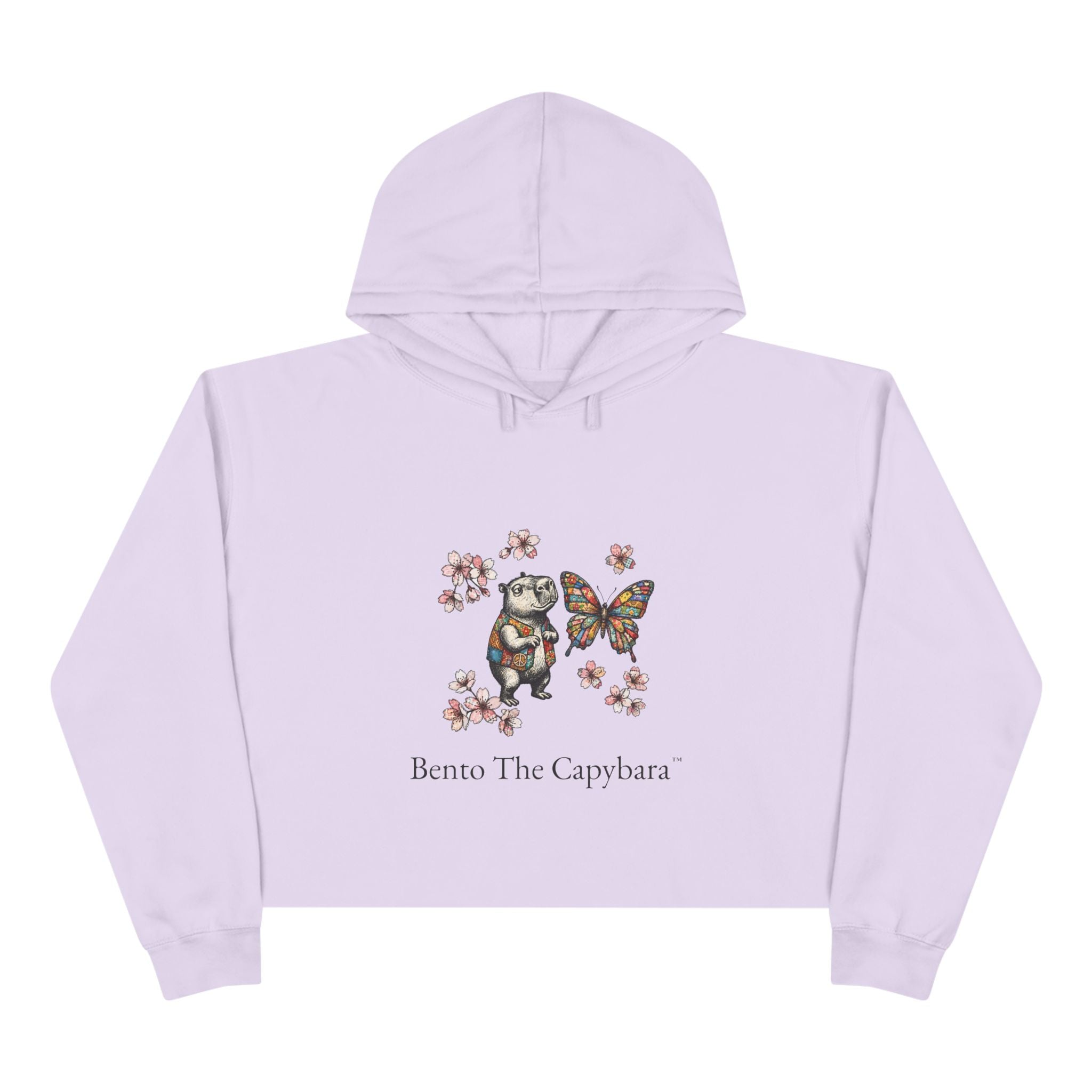 Bento The Capybara Cherry Blossom Crop Hoodie