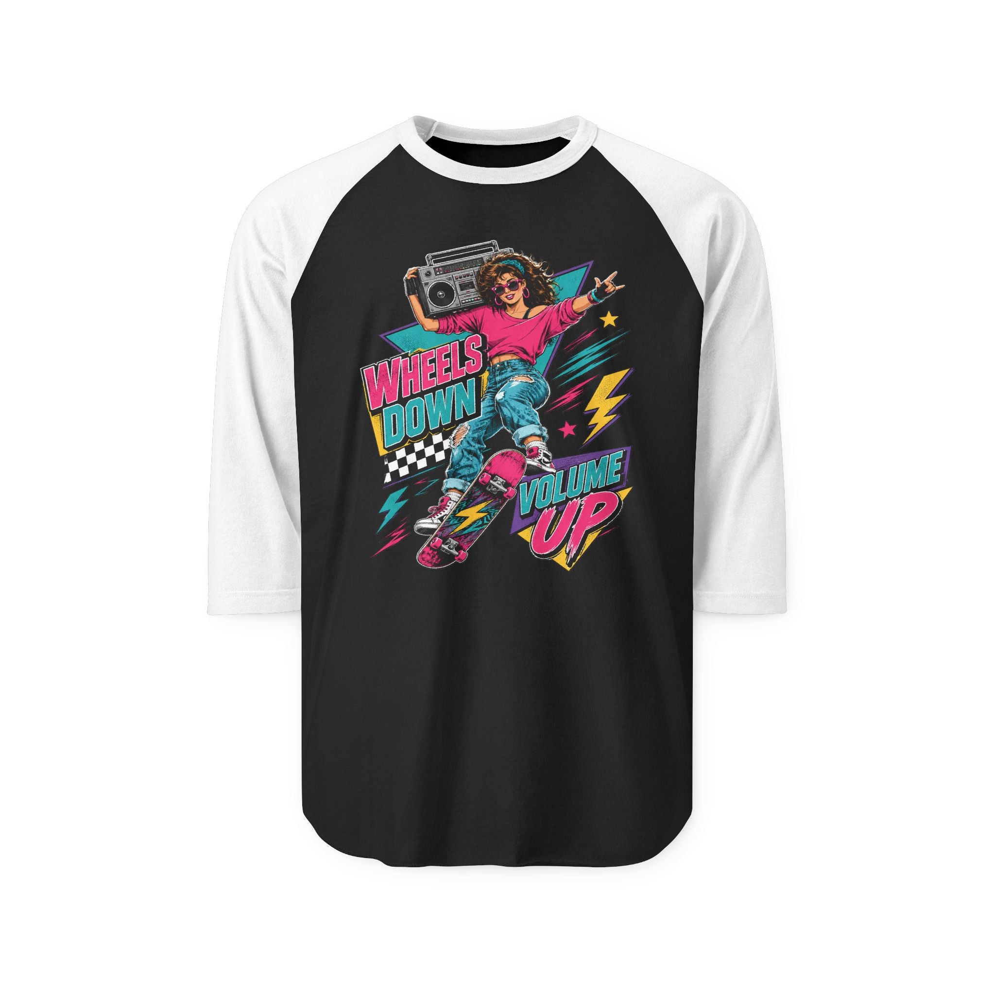 Wheels Down, Volume Up Women’s Raglan Tee