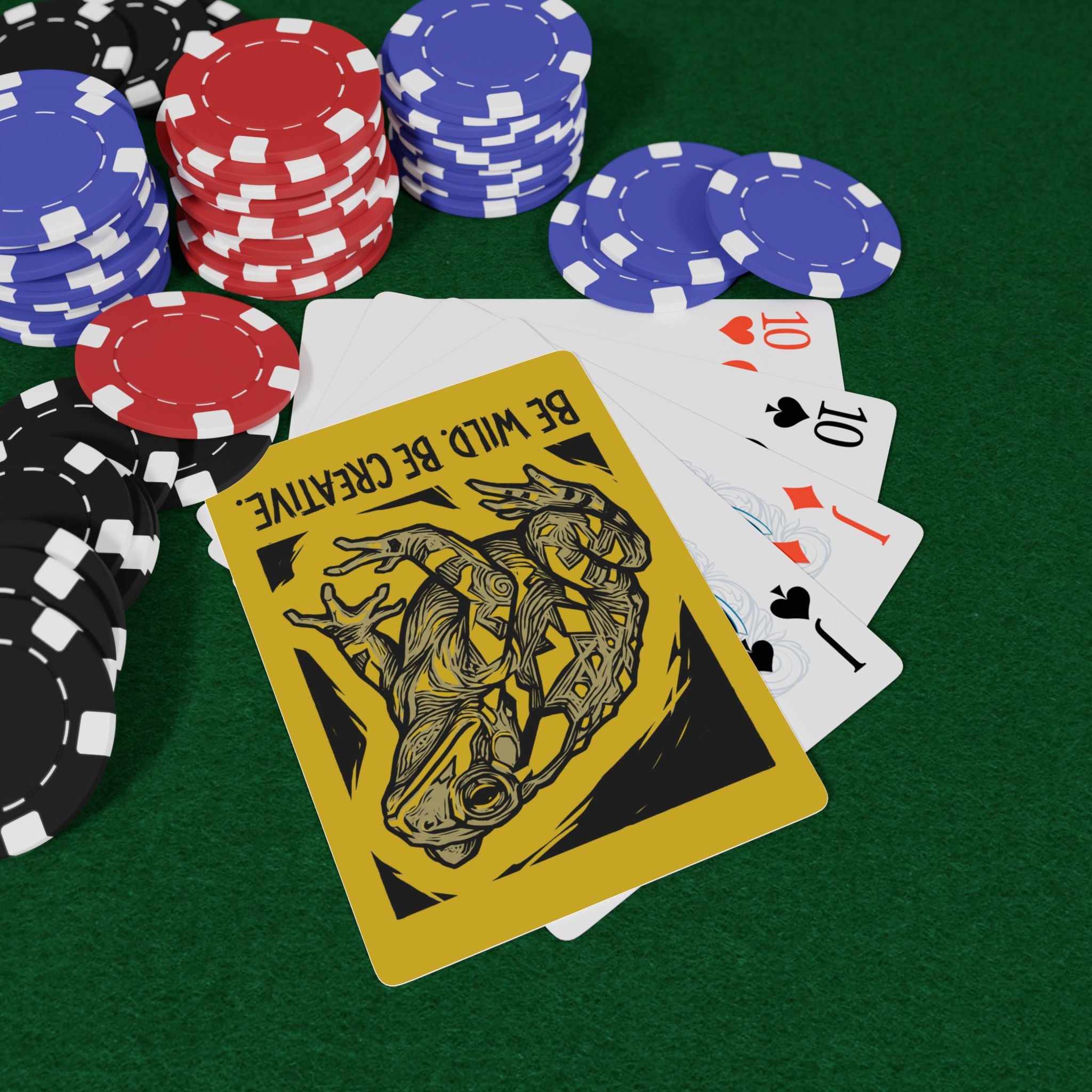 Be Wild. Be Creative. Mustard Yellow Toad Playing Cards