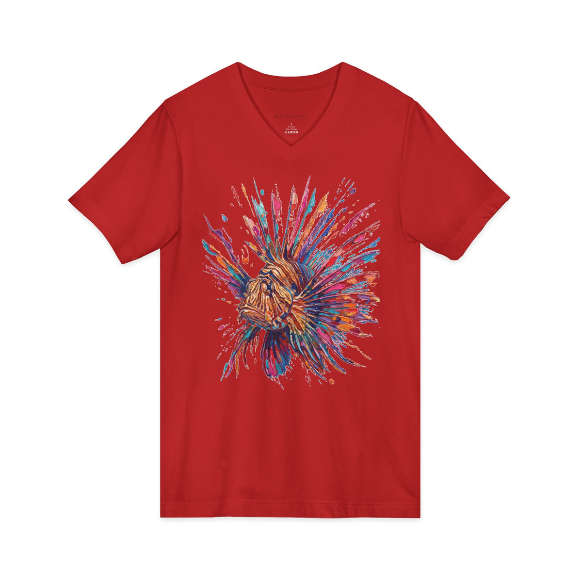 Lionfish in Full Color V-Neck T-Shirt