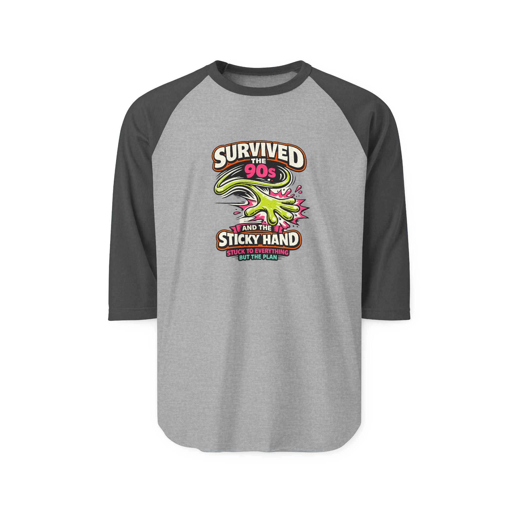 Survived the 90s Sticky Hand Unisex 3/4 Sleeve Raglan Shirt