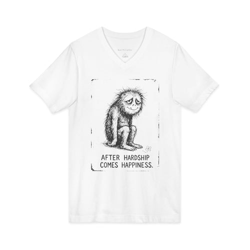 After Hardship Comes Happiness — Unisex Graphic V-Neck T-Shirt