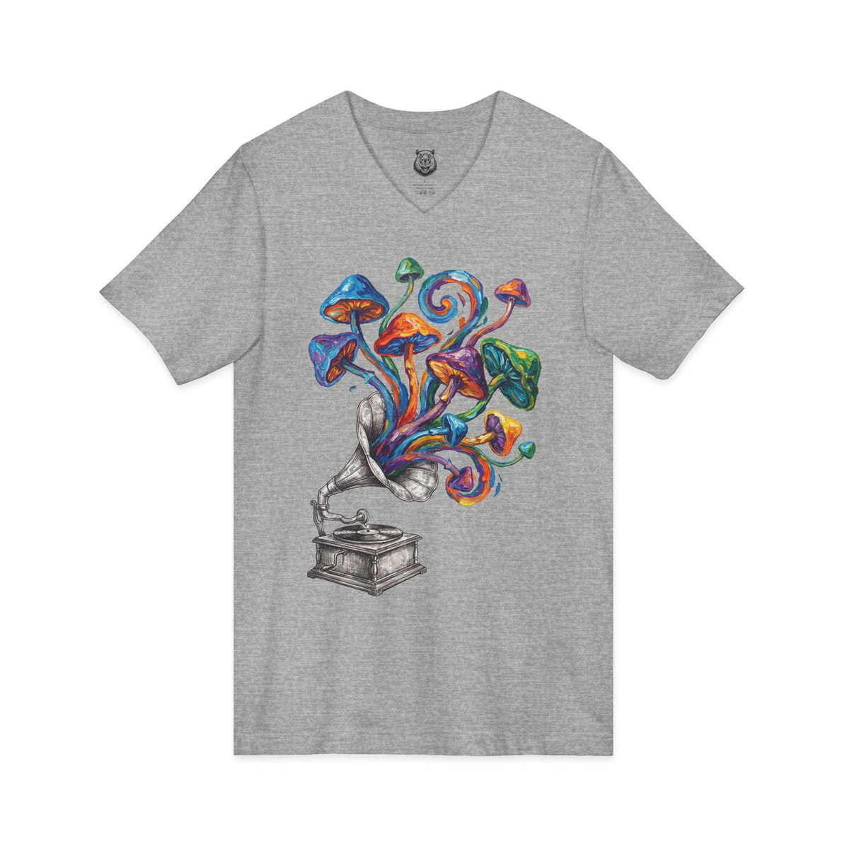 Mushroom Symphony — Unisex V-Neck Graphic T-Shirt