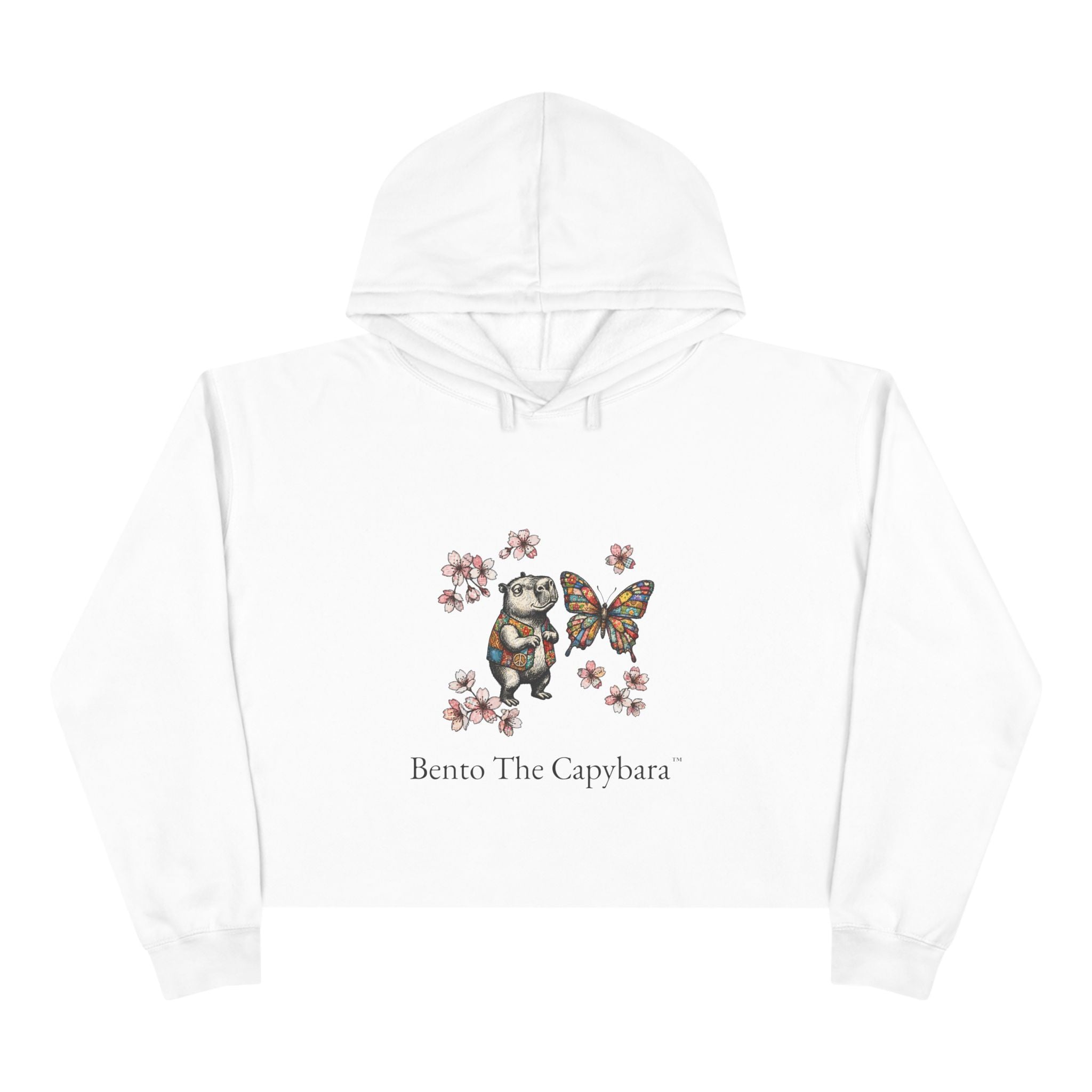 Bento The Capybara Cherry Blossom Crop Hoodie