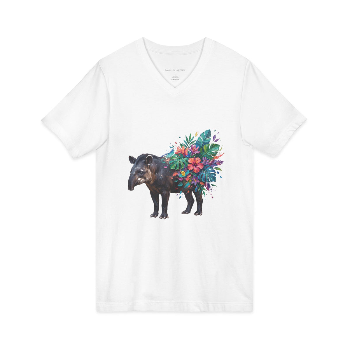 Tapir in Bloom V-Neck T-Shirt