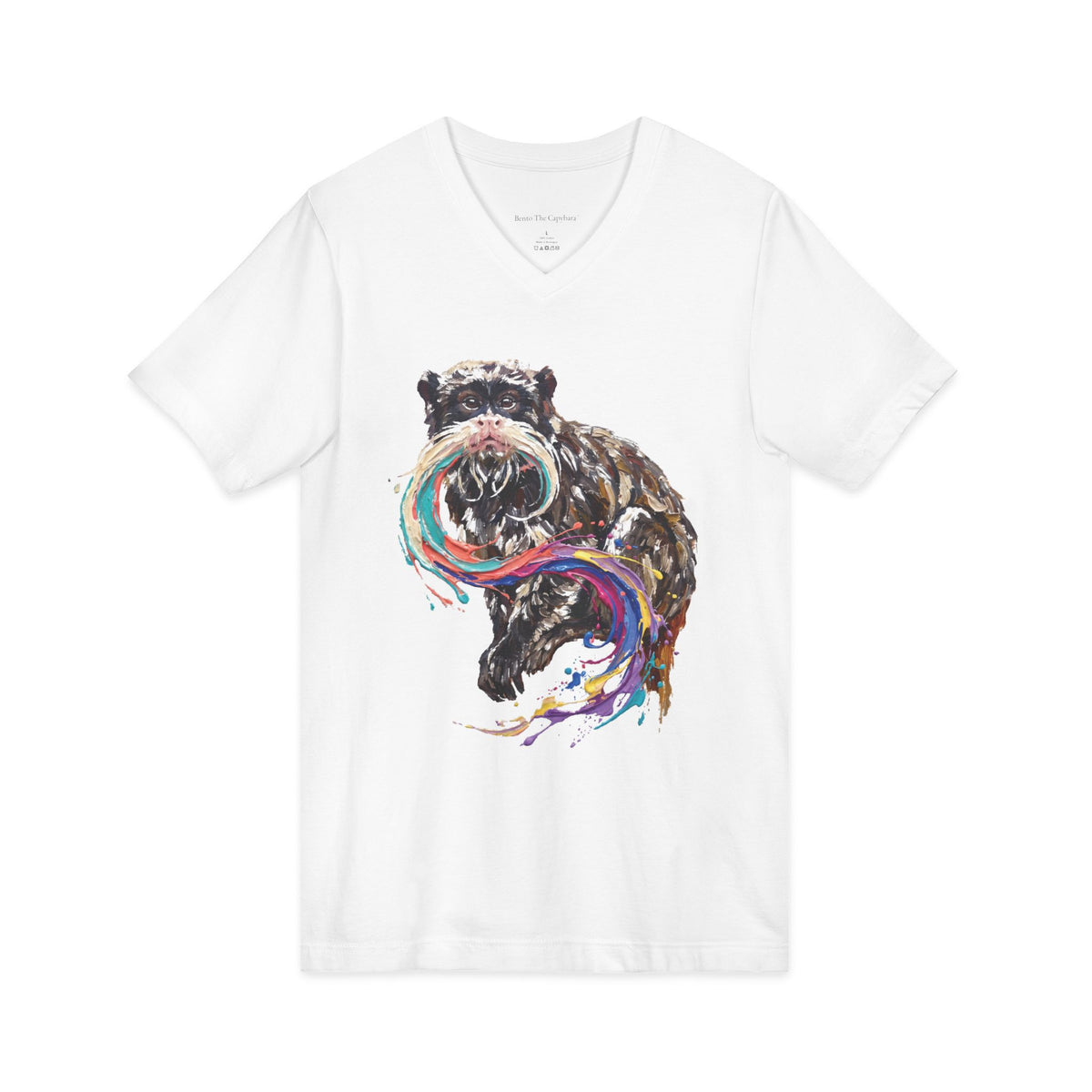Emperor Tamarin in Motion V-Neck T-Shirt