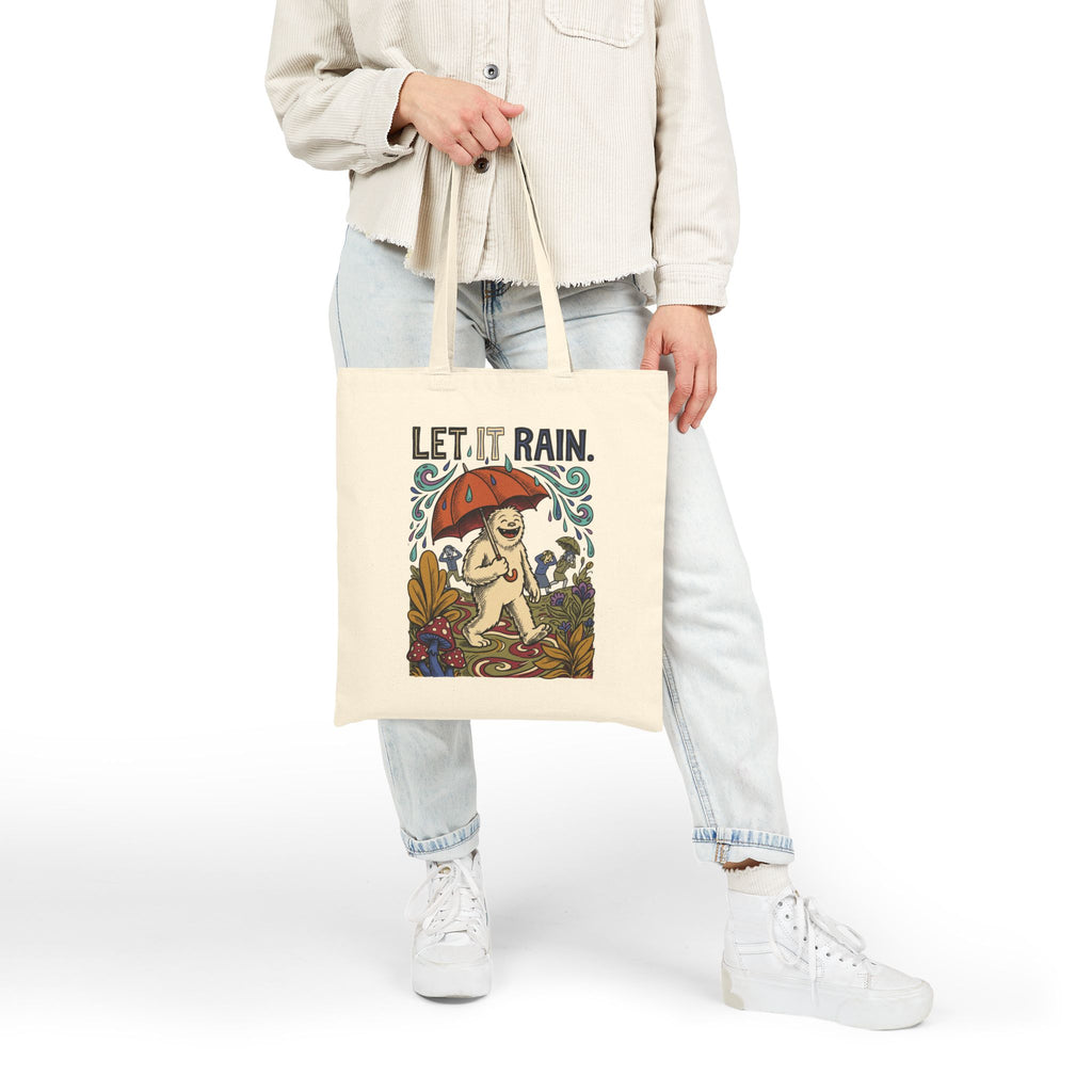 Let it Rain Cotton Canvas Tote Bag
