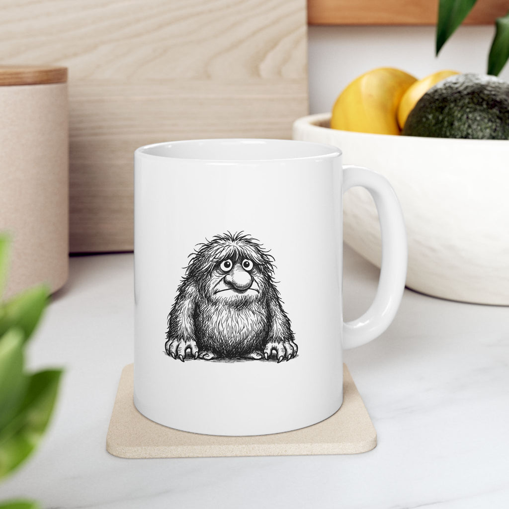 Shaggy Thinker Illustration Ceramic Mug – 11 oz