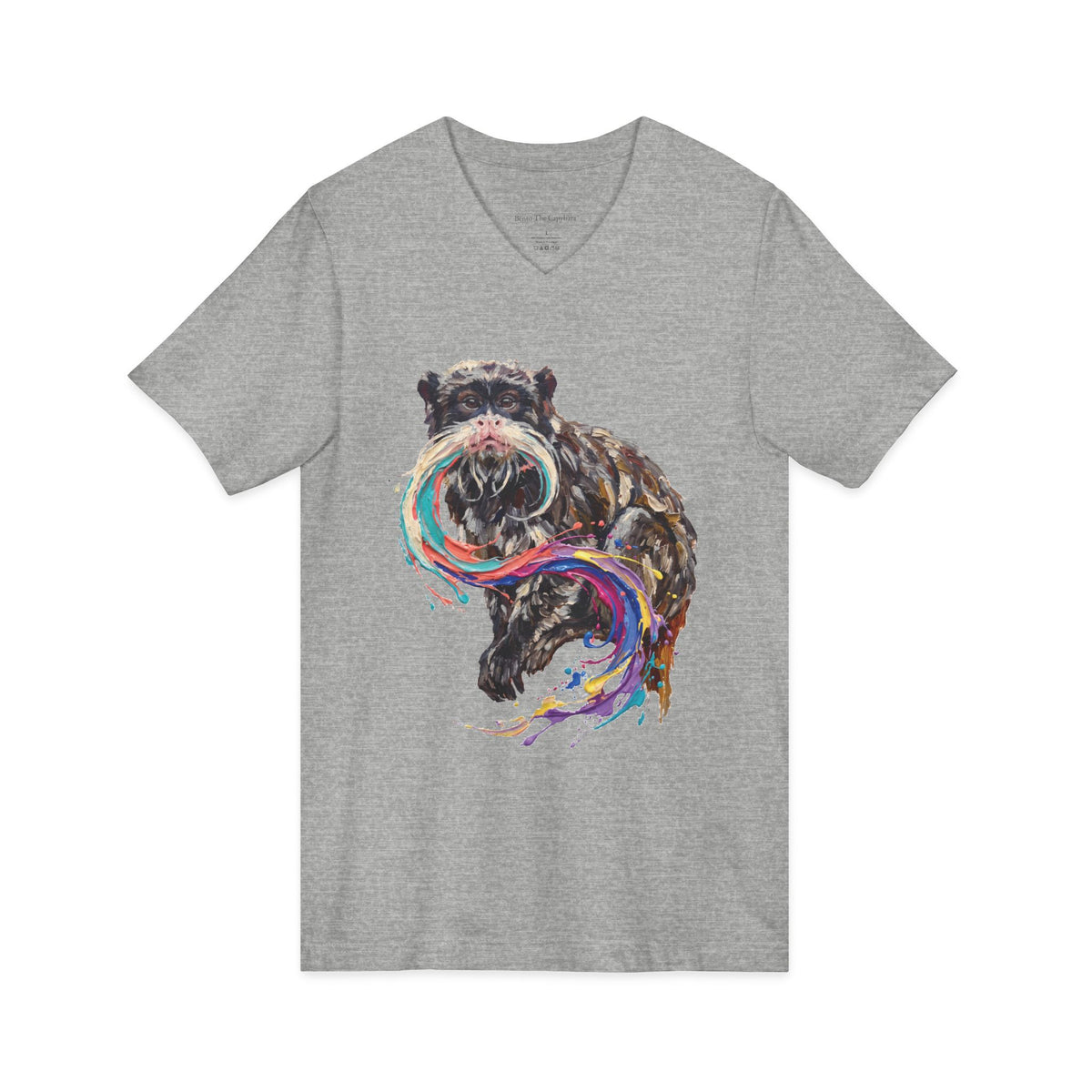Emperor Tamarin in Motion V-Neck T-Shirt