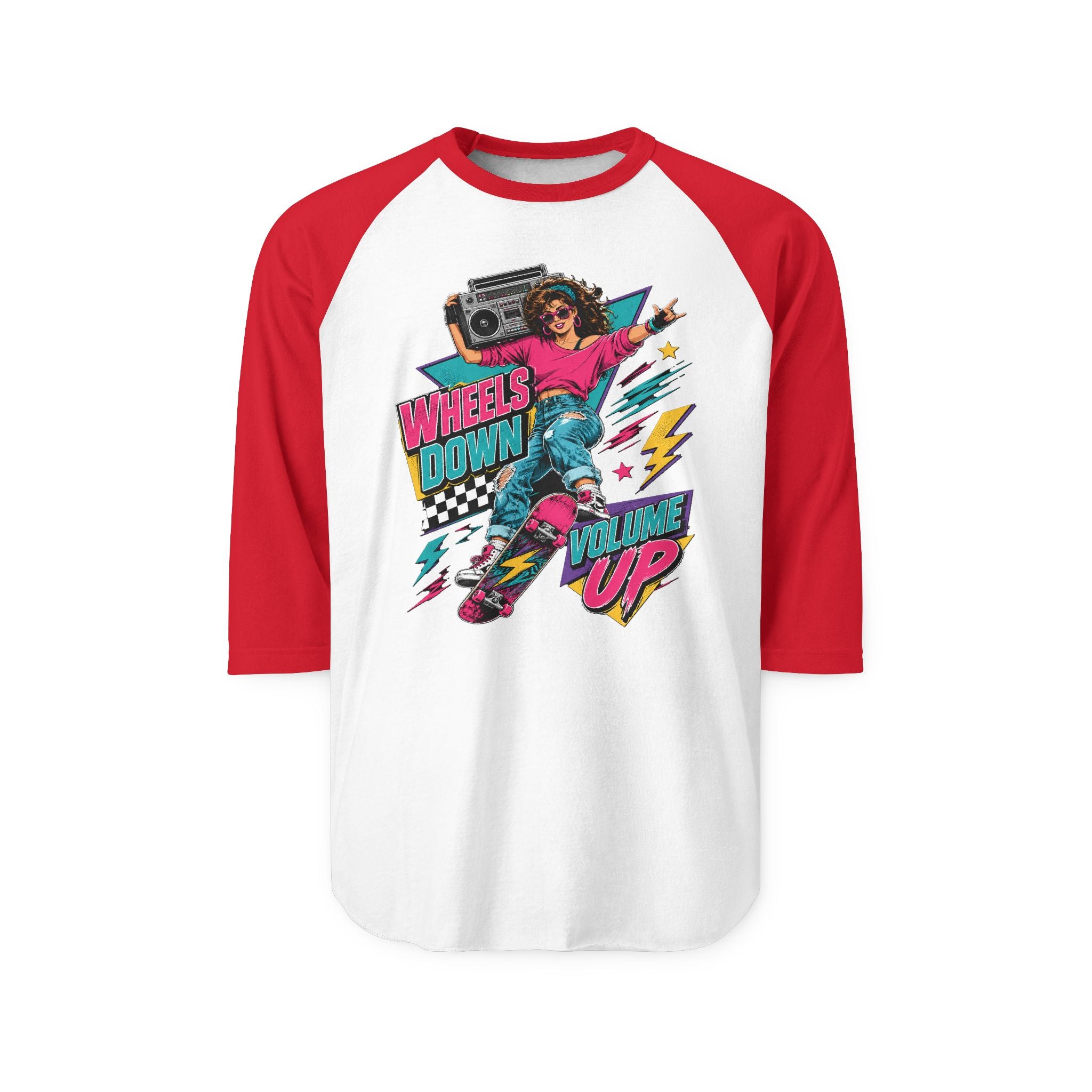 Wheels Down, Volume Up Women’s Raglan Tee