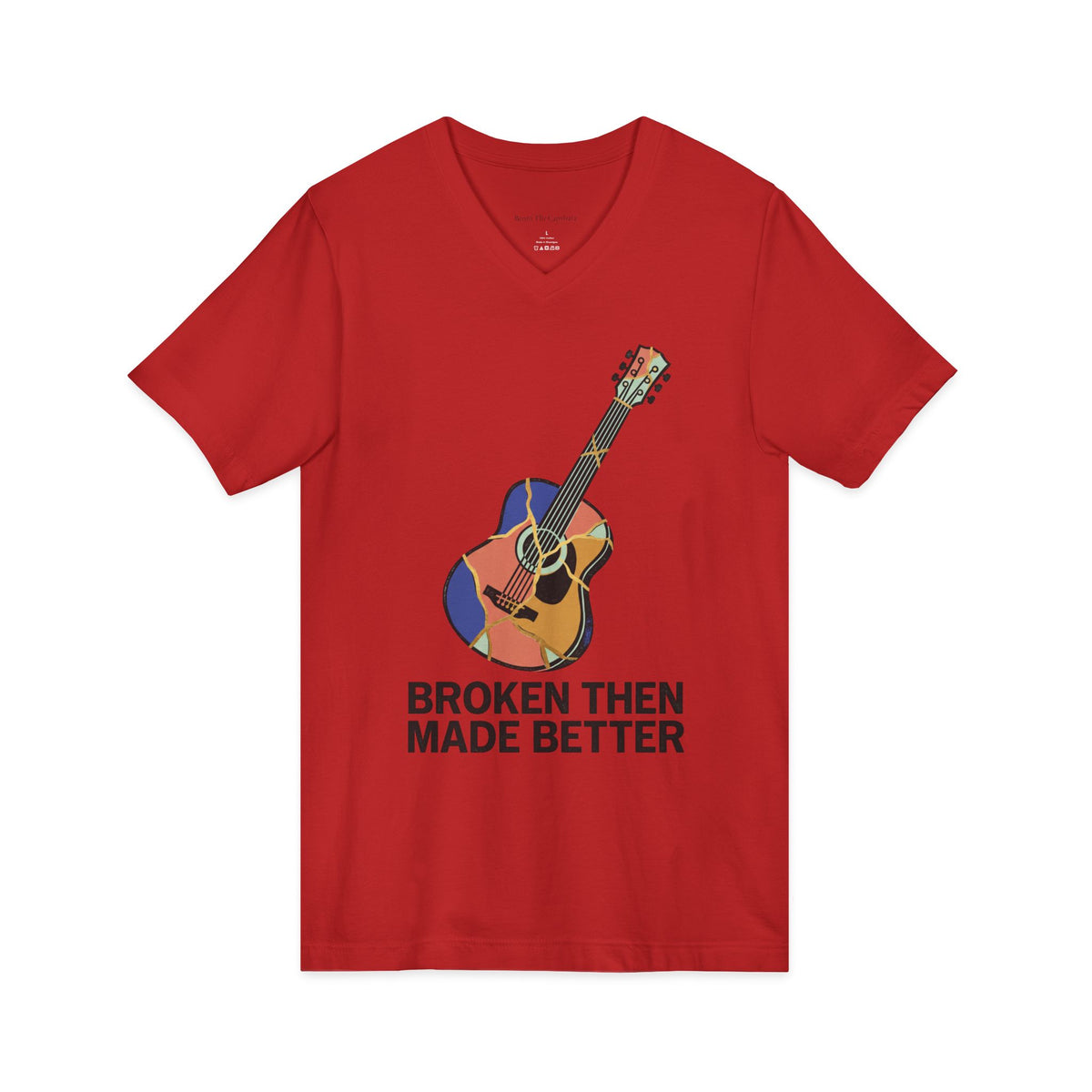 Broken Then Made Better Kintsugi Guitar Unisex V-Neck T-Shirt