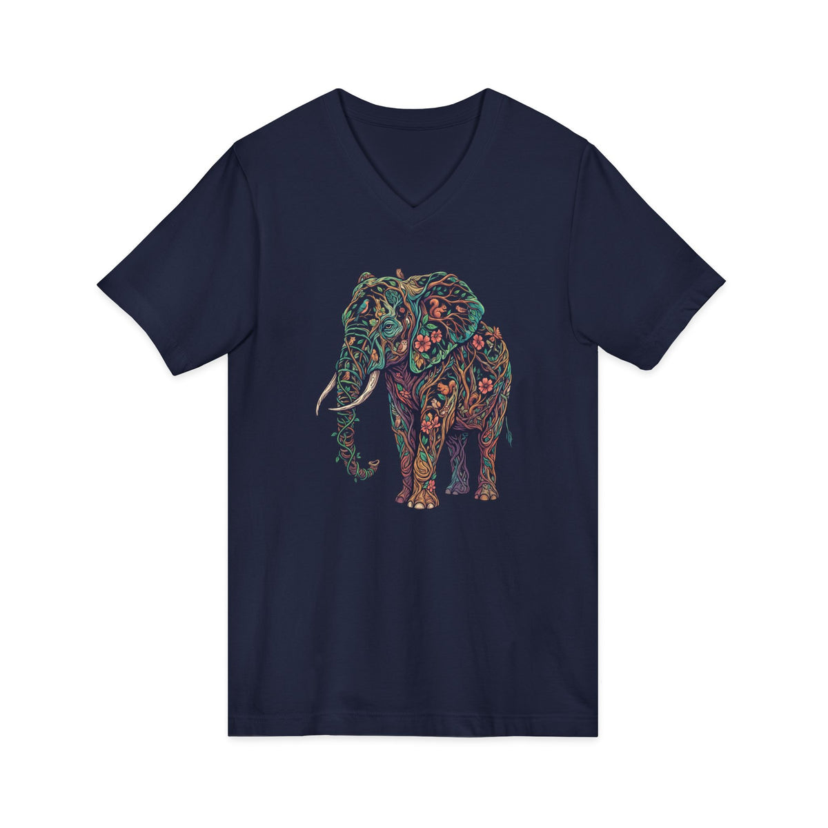 Ornamental Elephant V-Neck T-Shirt