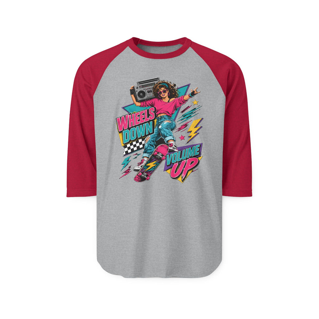 Wheels Down, Volume Up Women’s Raglan Tee