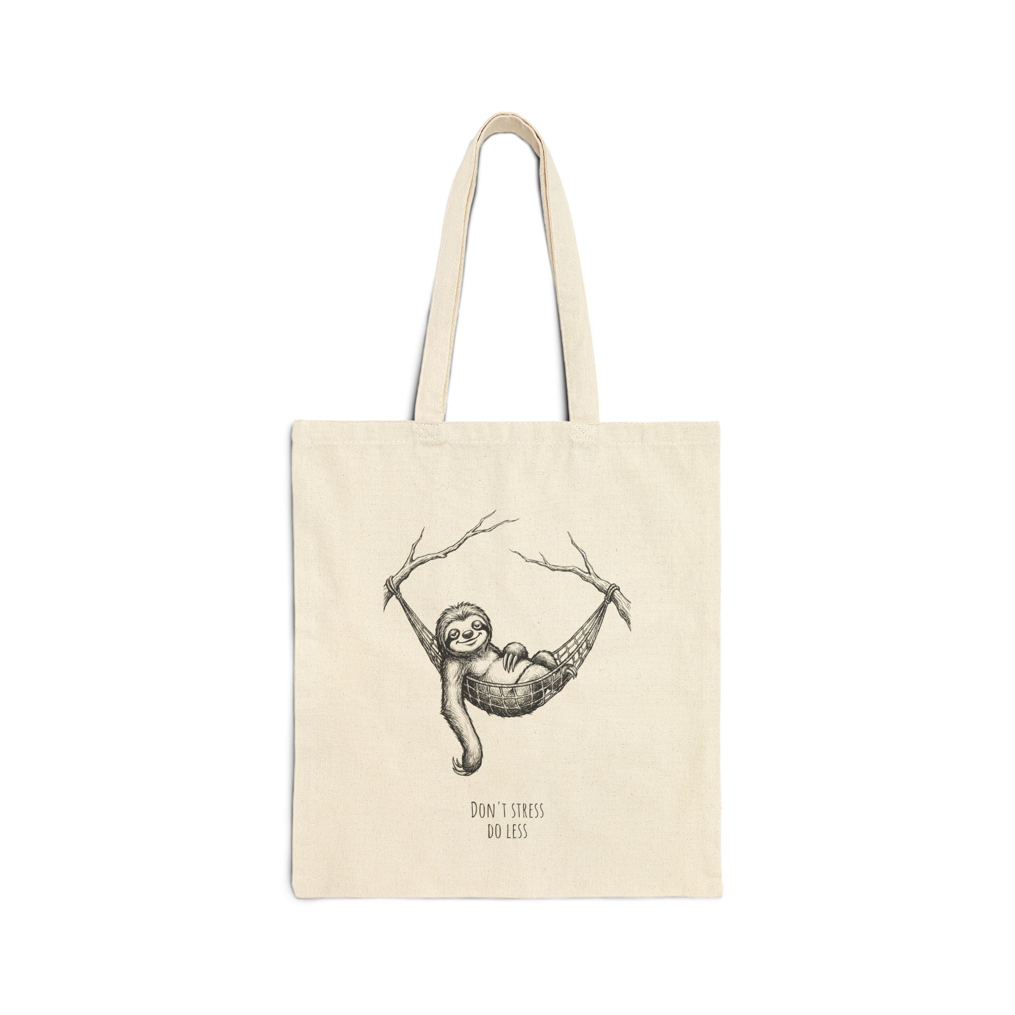 Don't Stress Sloth Unisex Cotton Canvas Tote Bag  15" x 16"
