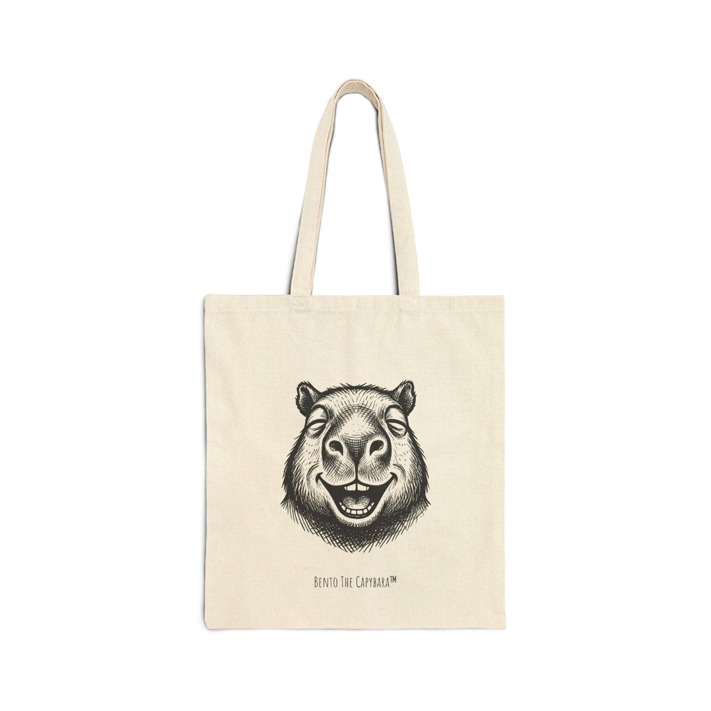 Smiling Capybara Unisex Cotton Canvas Tote Bag