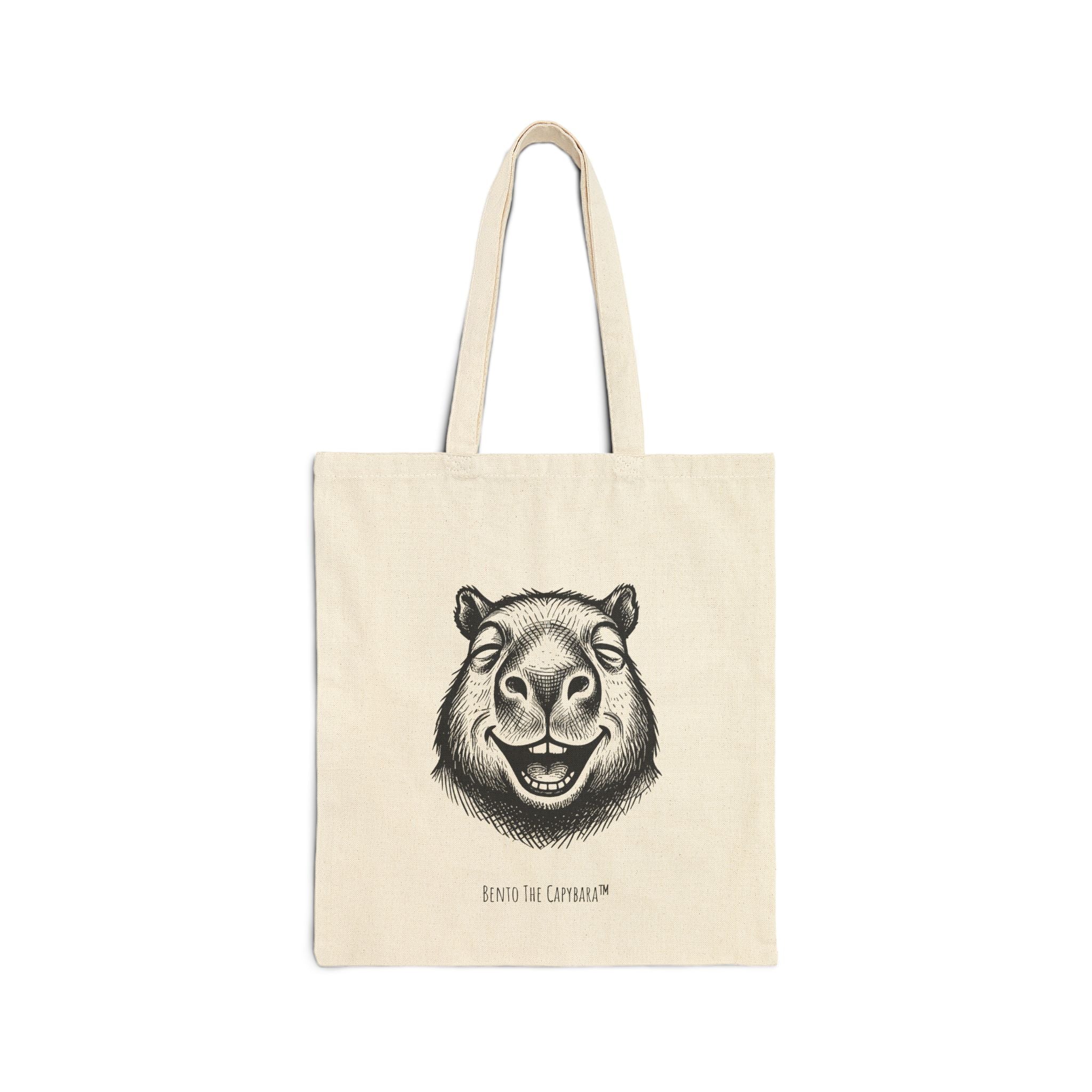 Smiling Capybara Unisex Cotton Canvas Tote Bag