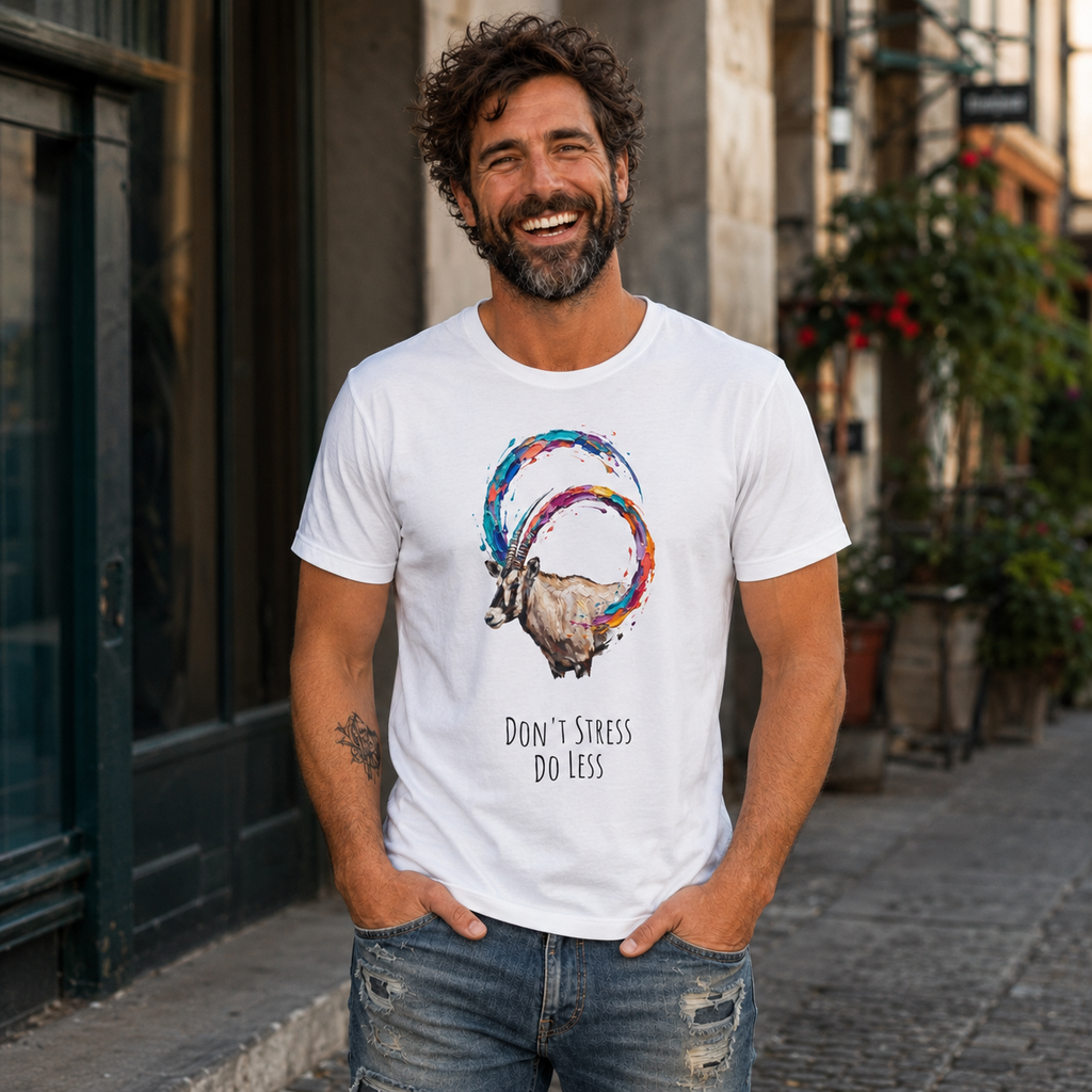 Don’t Stress. Do Less. Ibex Round Neck T-Shirt