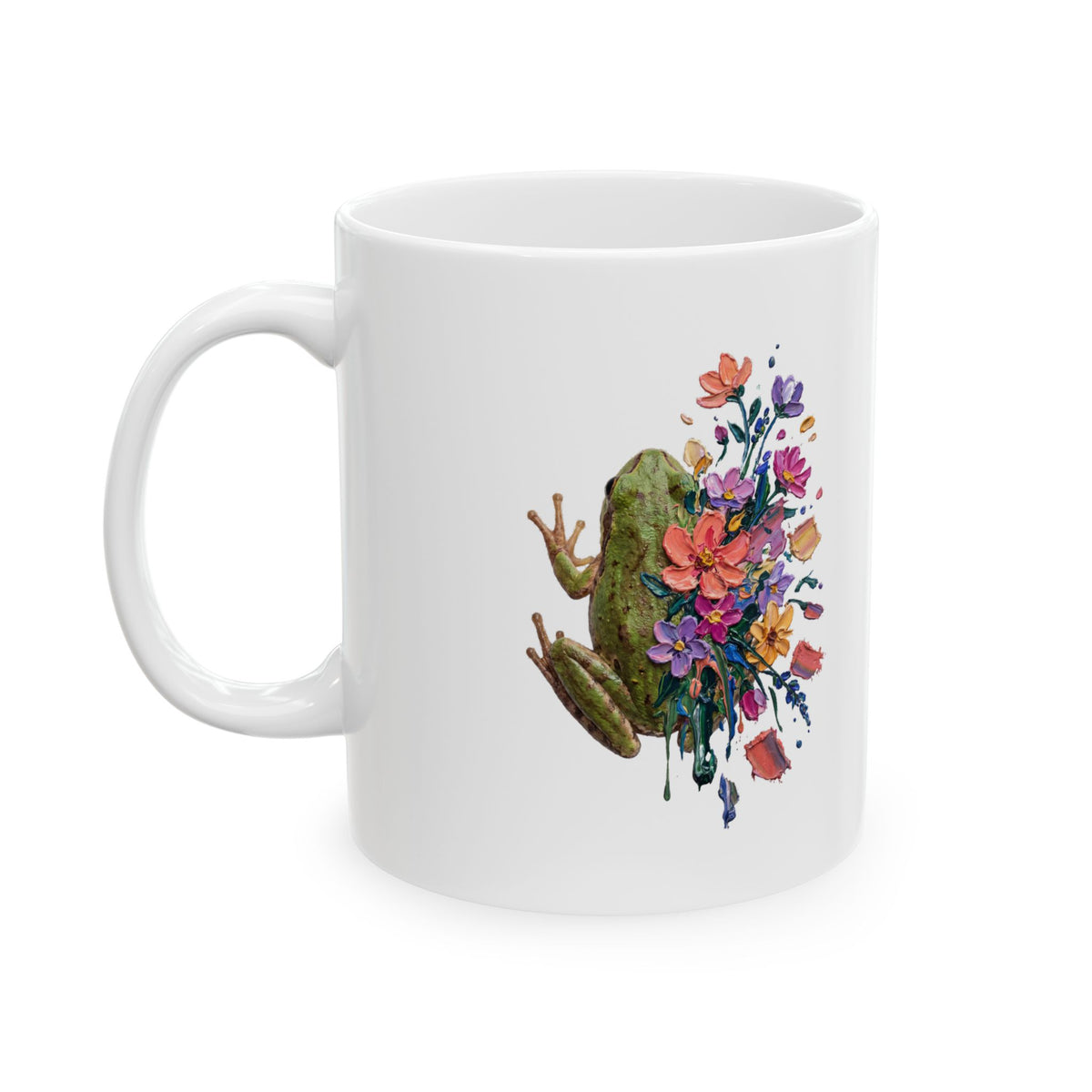 Frog in Bloom Ceramic Mug – 11 oz