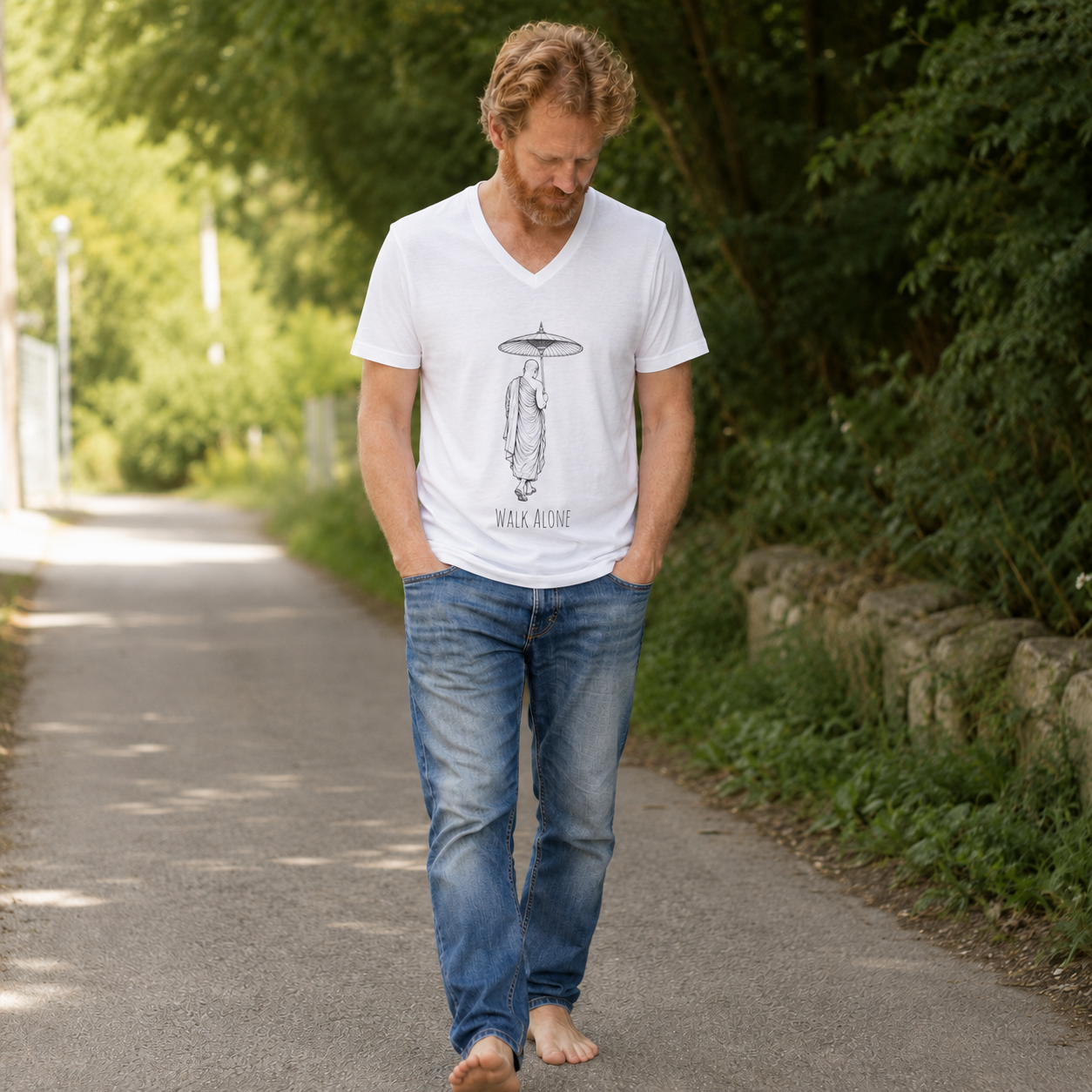 Walk Alone Men's Short Sleeve V-Neck Tee