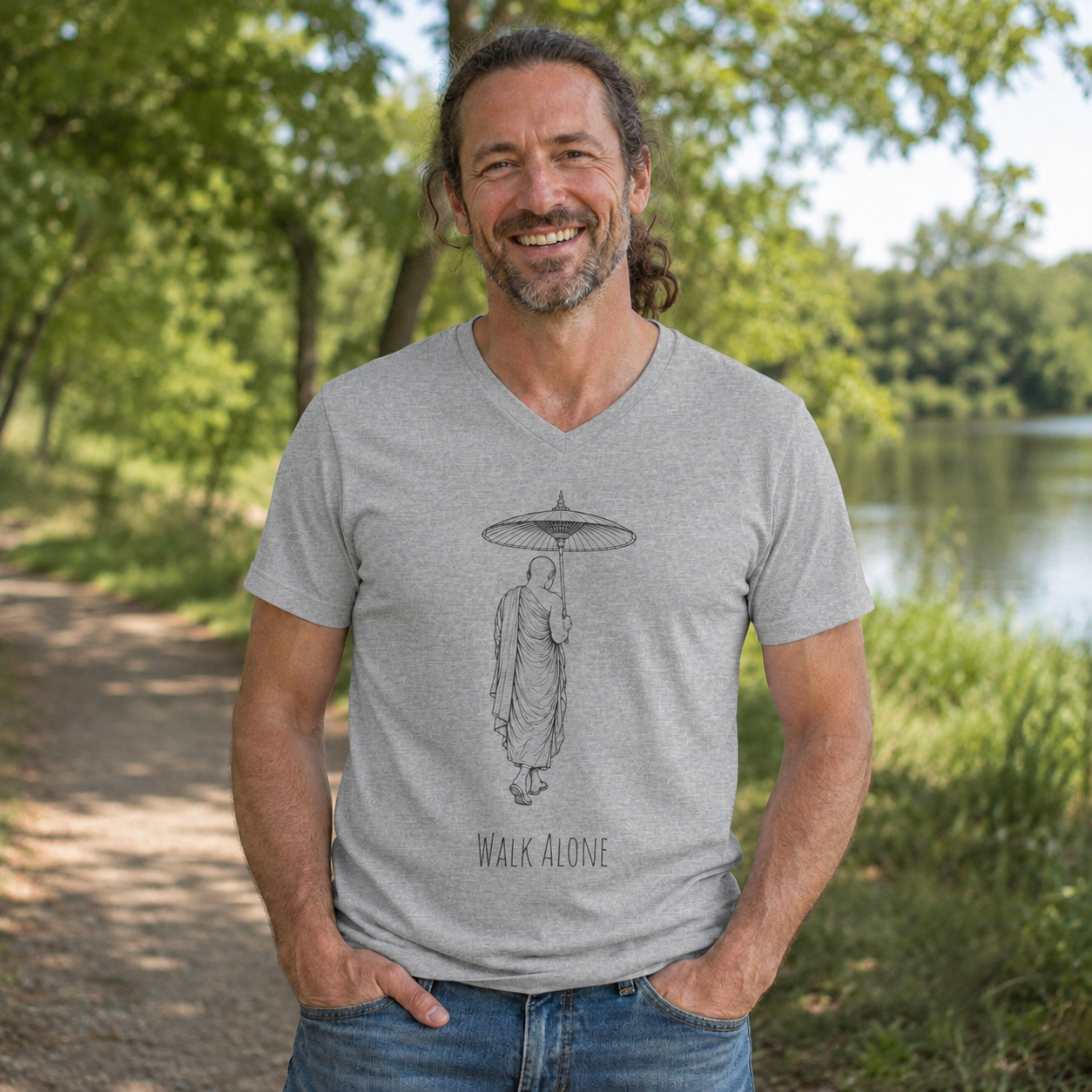 Walk Alone Men's Short Sleeve V-Neck Tee