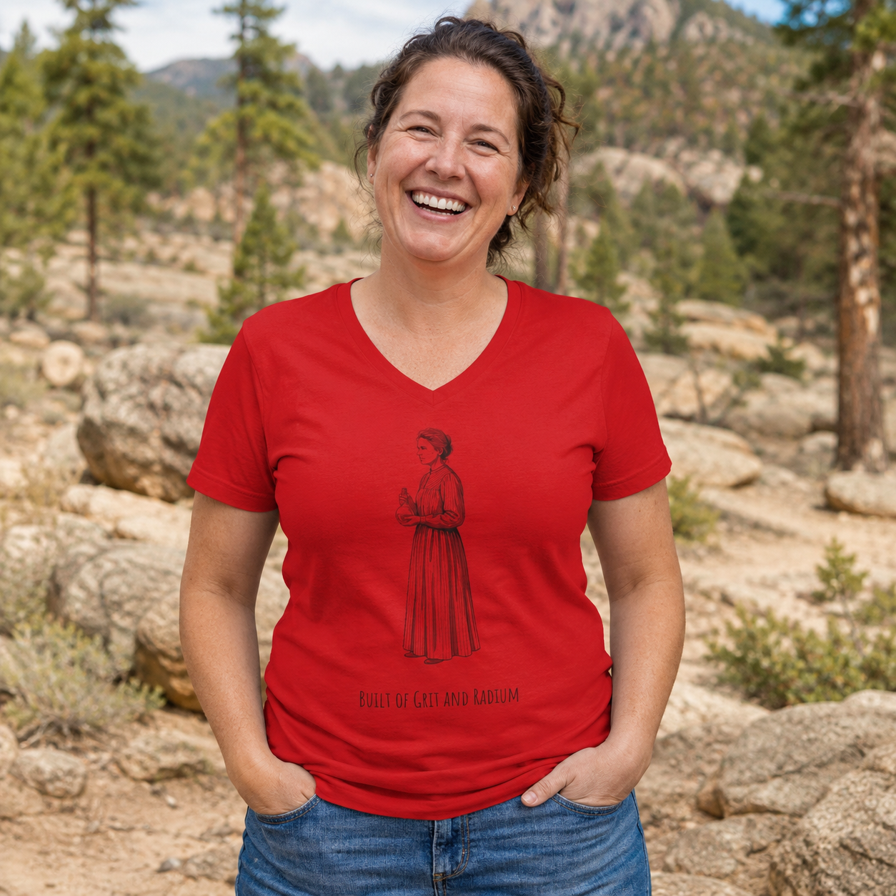Marie Curie Built of Grit and Radium - Women's T-Shirt V NECK