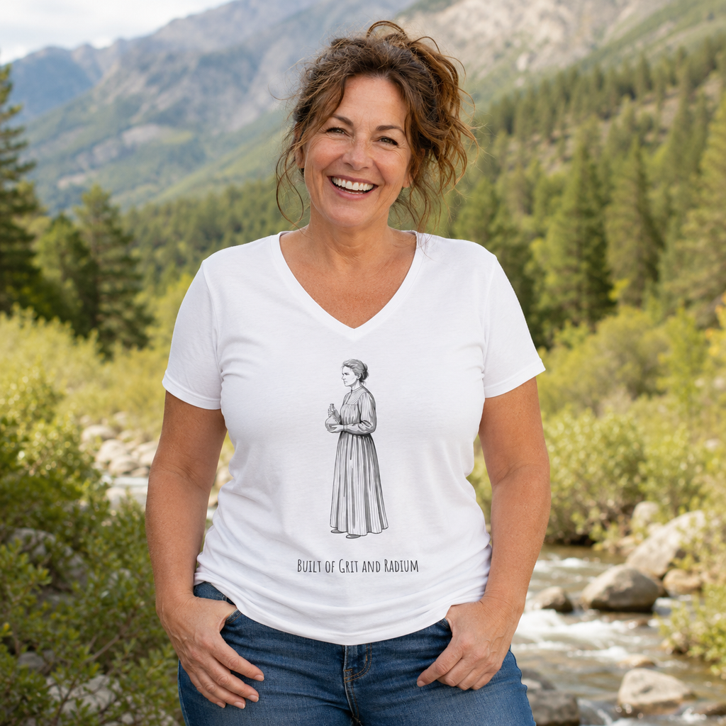 Marie Curie Built of Grit and Radium - Women's T-Shirt V NECK