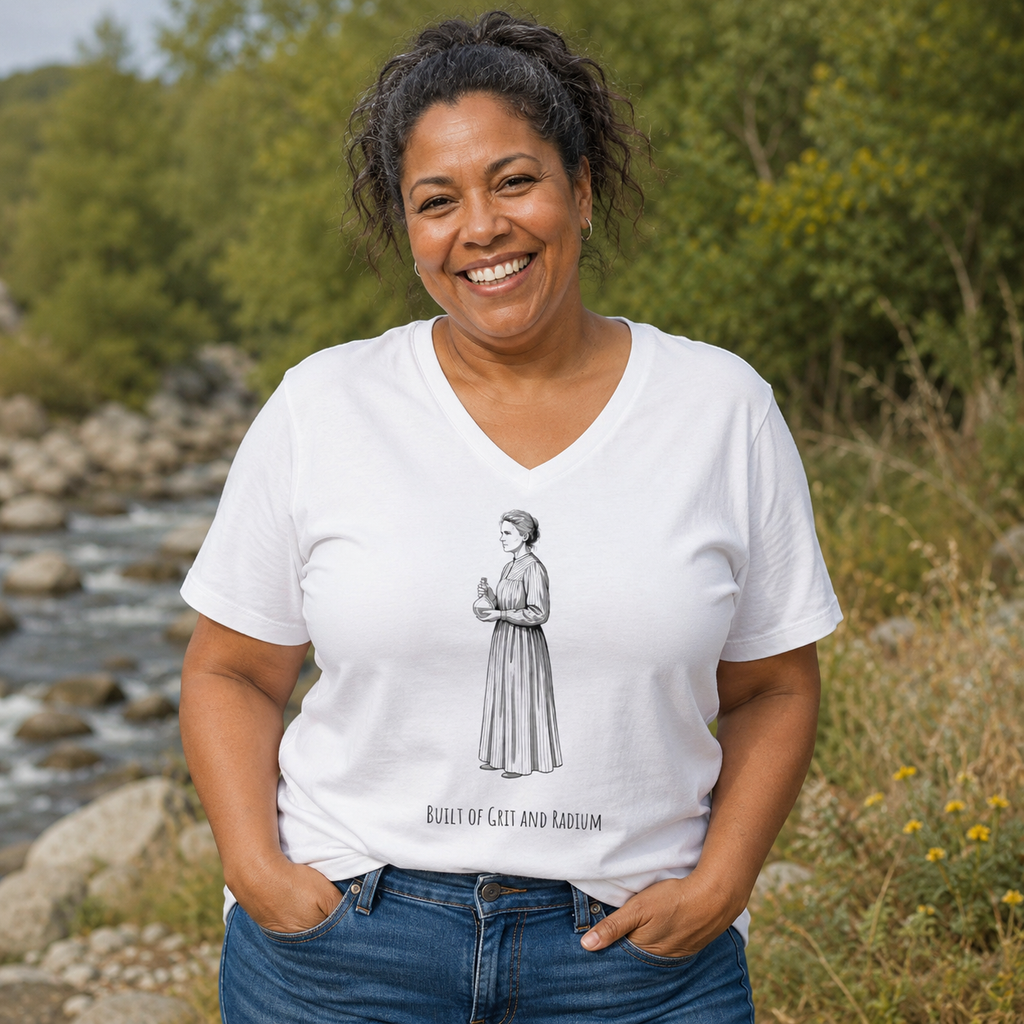 Marie Curie Built of Grit and Radium - Women's T-Shirt V NECK