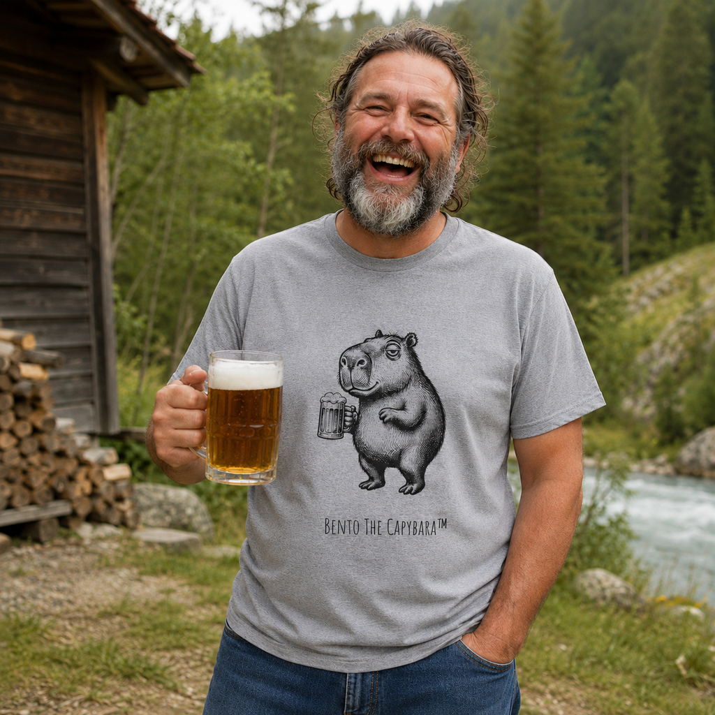 Happy Hour Capybara Men's T-Shirt Round Neck
