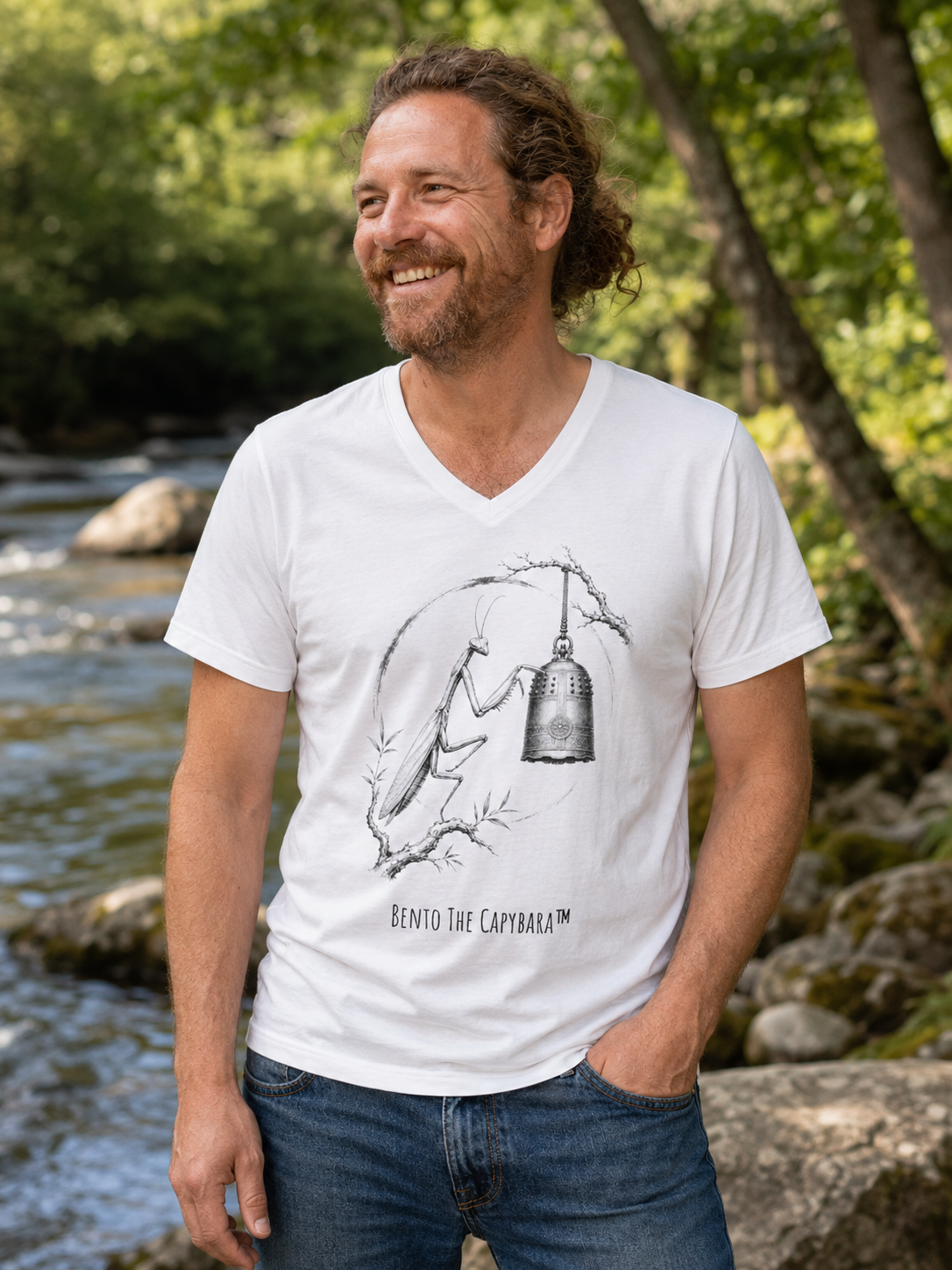 Listen Beyond the Sound Praying Mantis UNISEX V-Neck Tee
