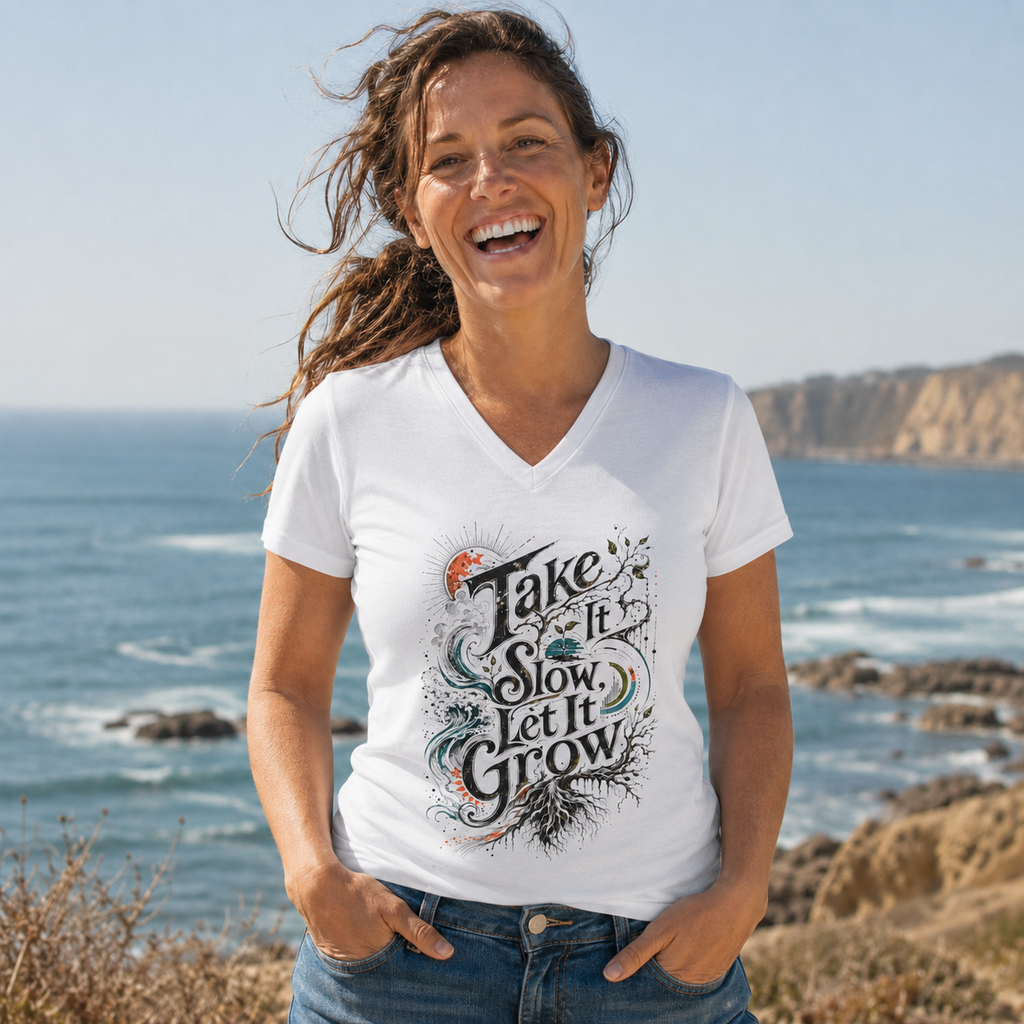 Take It Slow Let It Grow Unisex V-Neck T-Shirt
