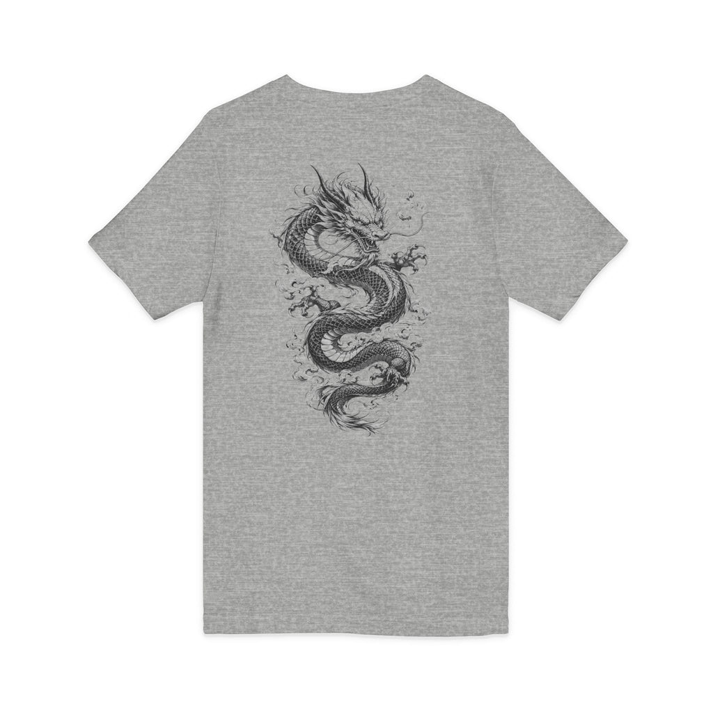Traditional Dragon Back Print Men's V-Neck T-Shirt