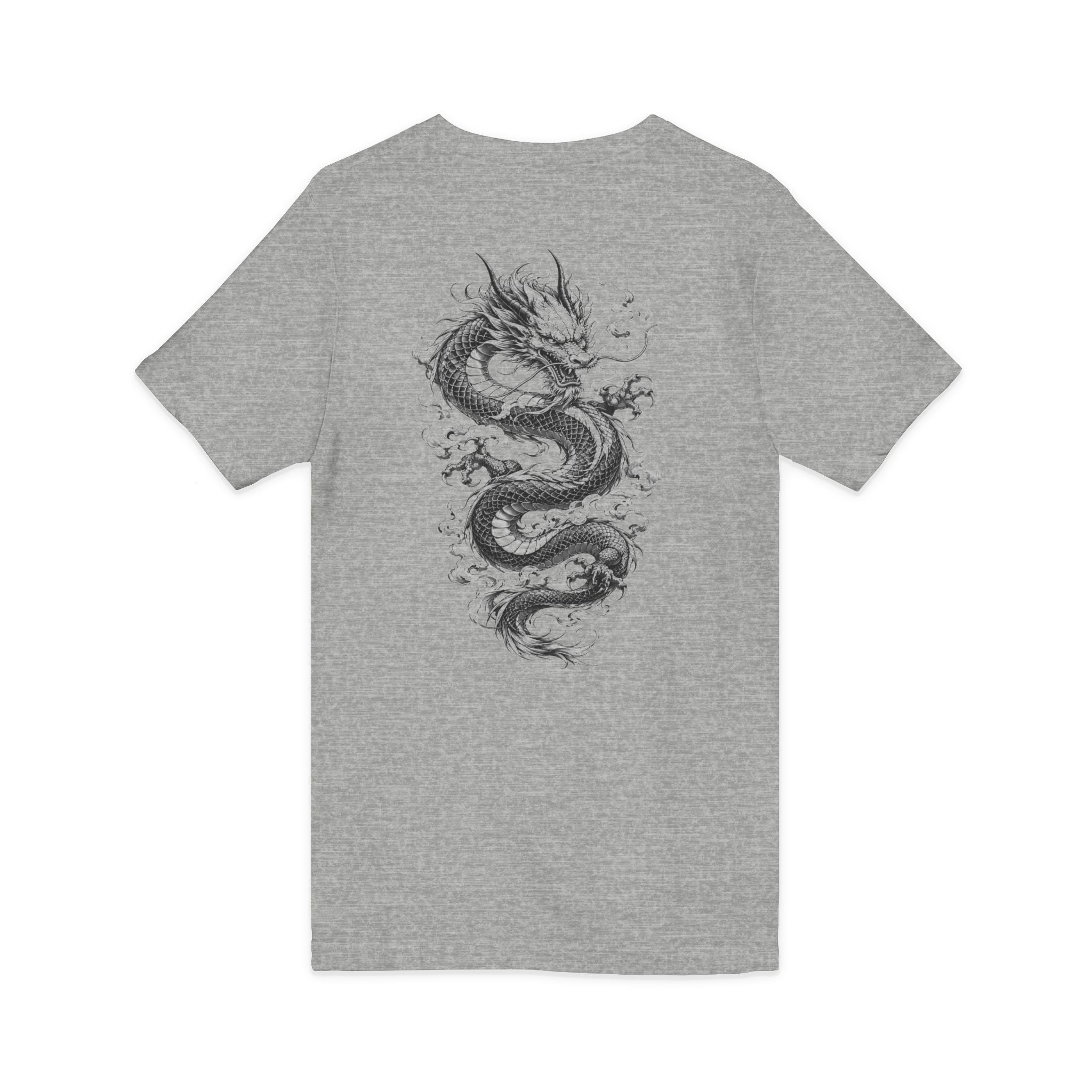 Traditional Dragon Back Print Men's V-Neck T-Shirt