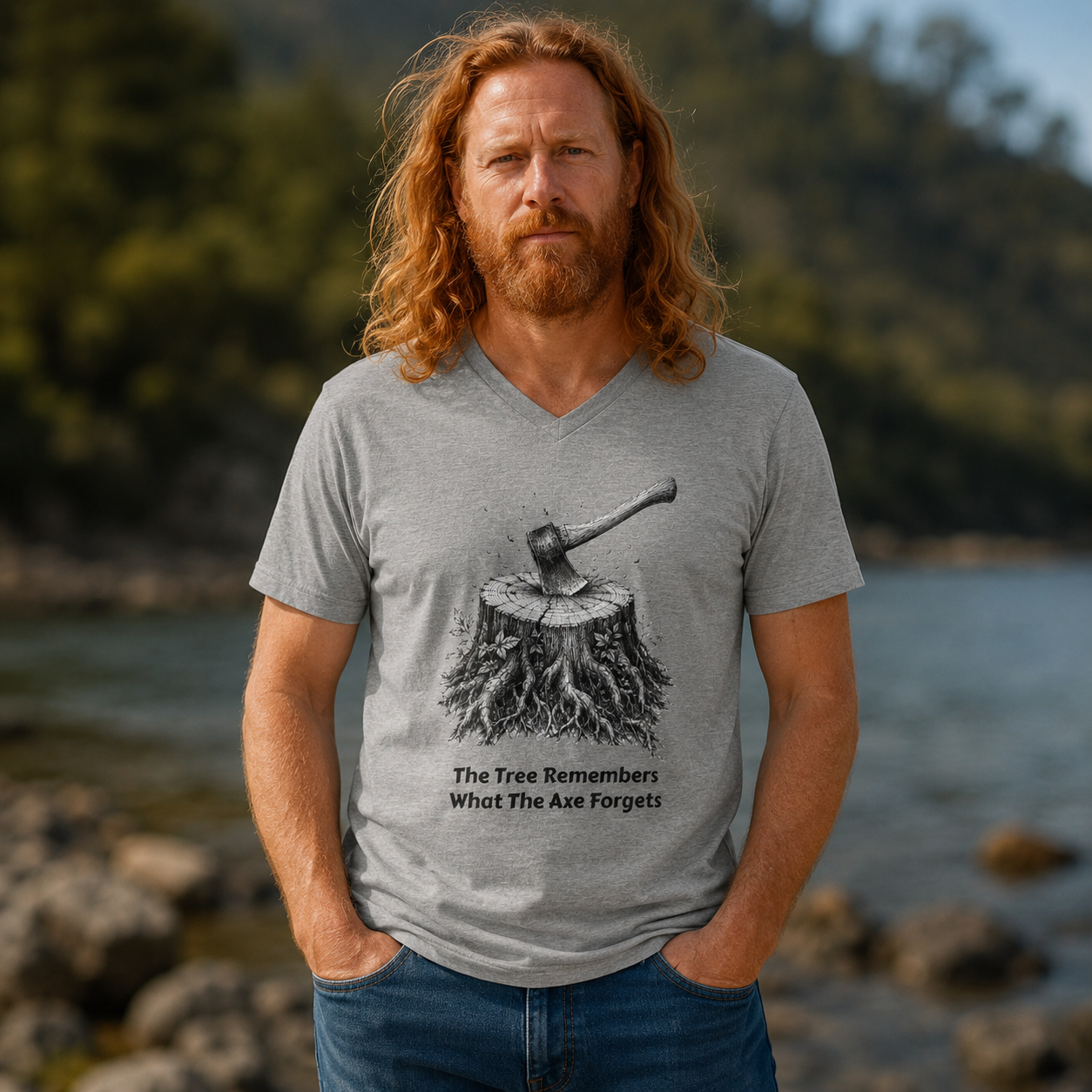 V-Neck The Tree Remembers Men's T-Shirt