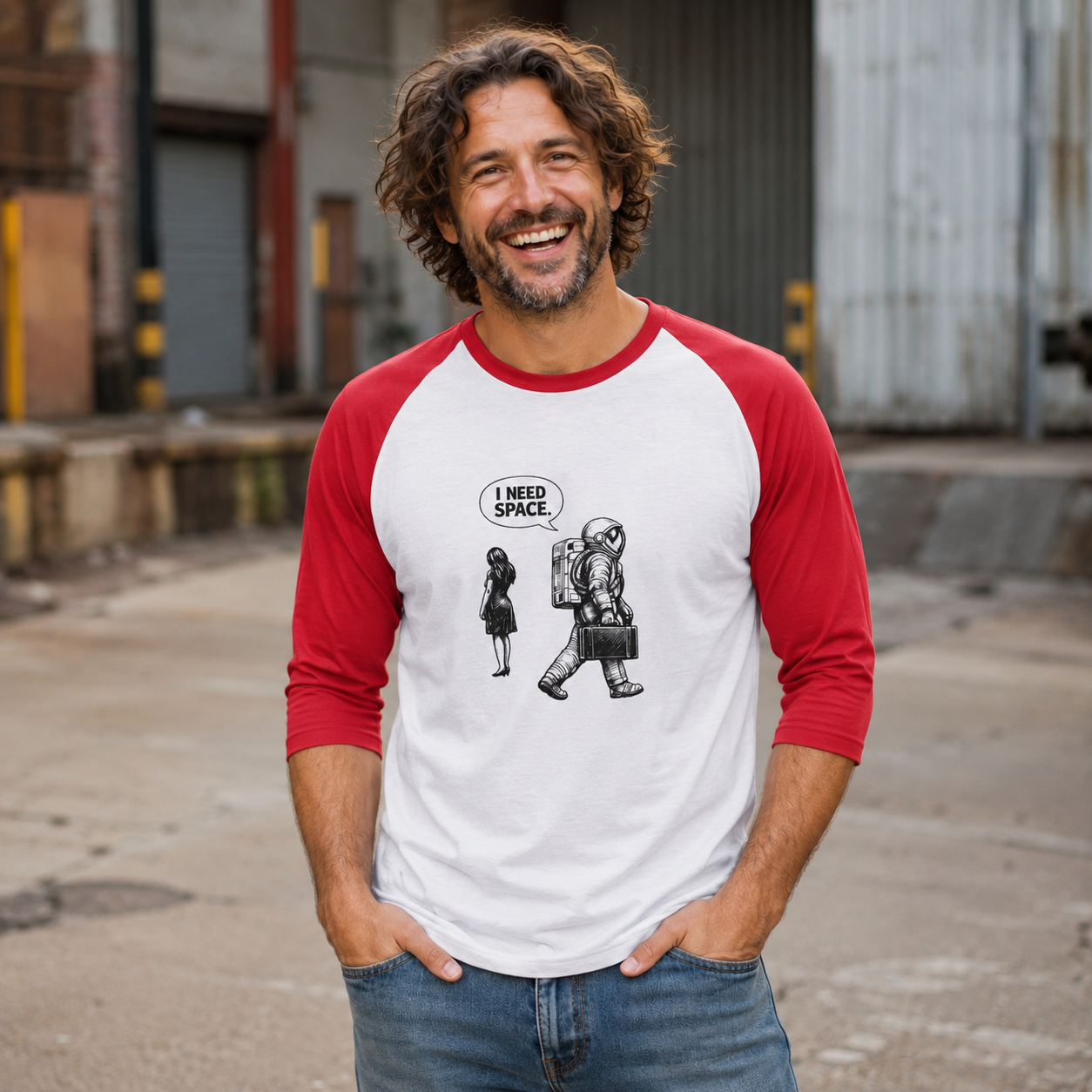I Need Space Astronaut Unisex 3/4 Sleeve Raglan Shirt