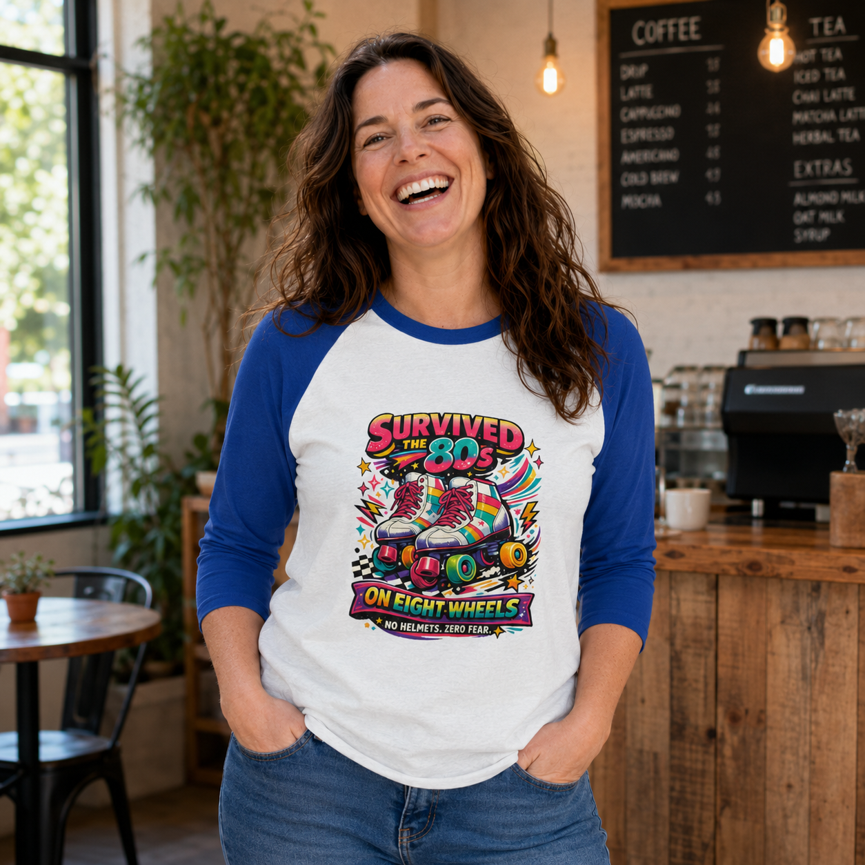Women’s Survived the 80s on Eight Wheels Retro Roller Skate Shirt
