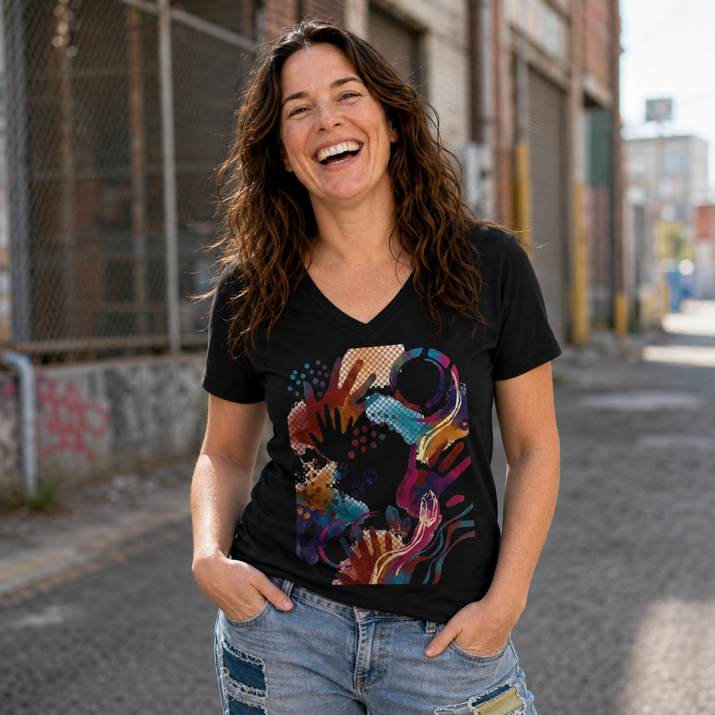 Hands Across the Static V-Neck T-Shirt