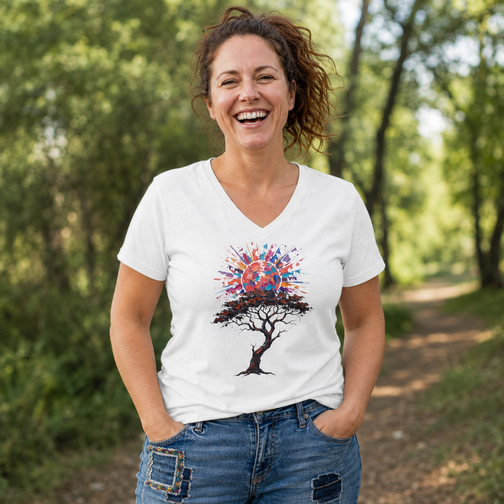 SOMNIA — Blooming Tree V-Neck T-Shirt