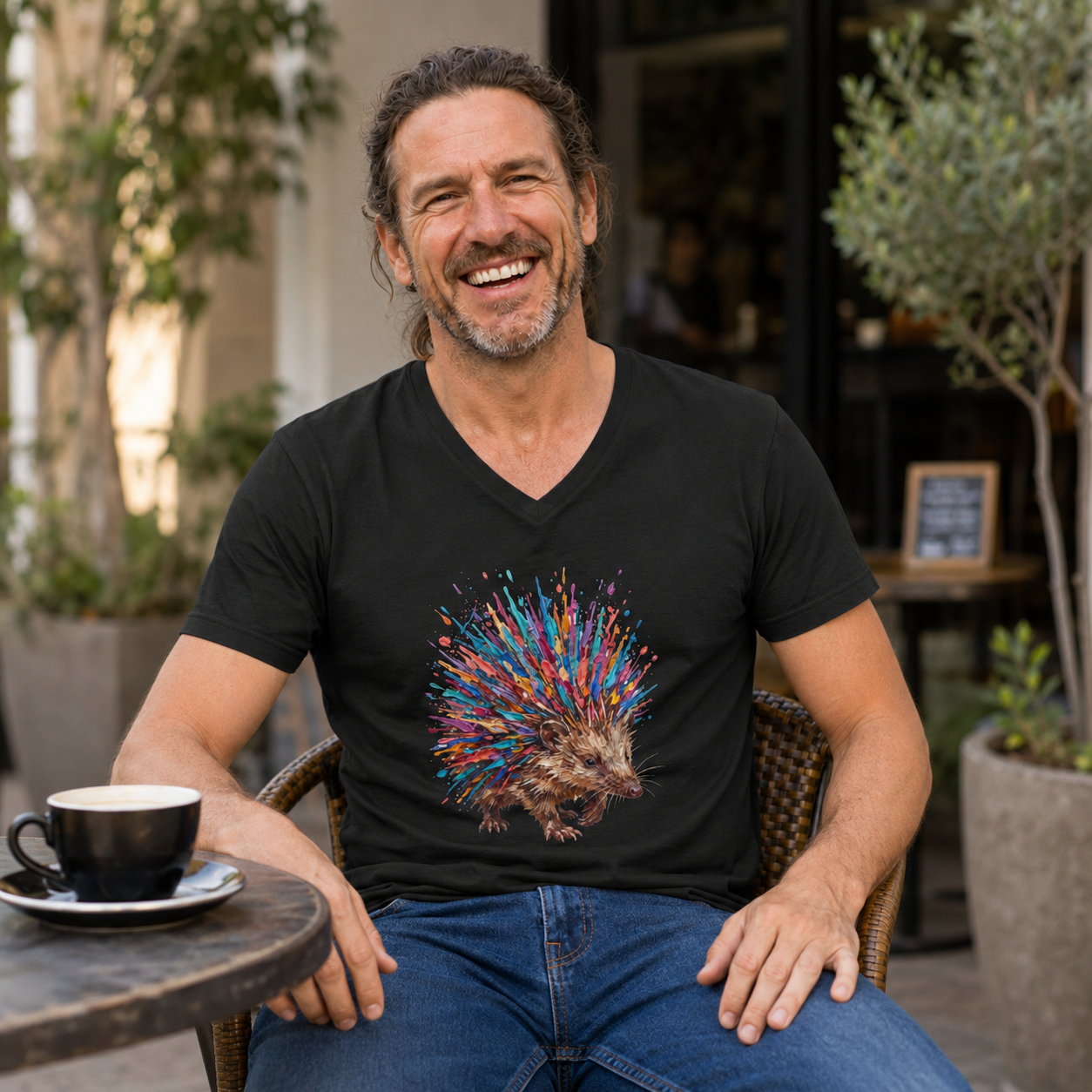 SOMNIA — Electric Quills V-Neck Men's T-Shirt