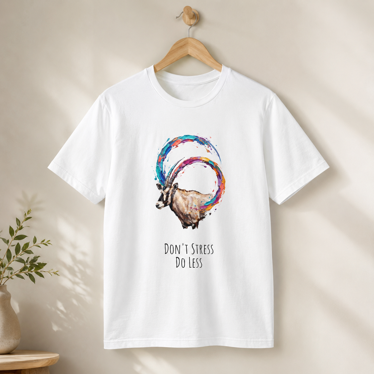 Don’t Stress. Do Less. Ibex Round Neck T-Shirt
