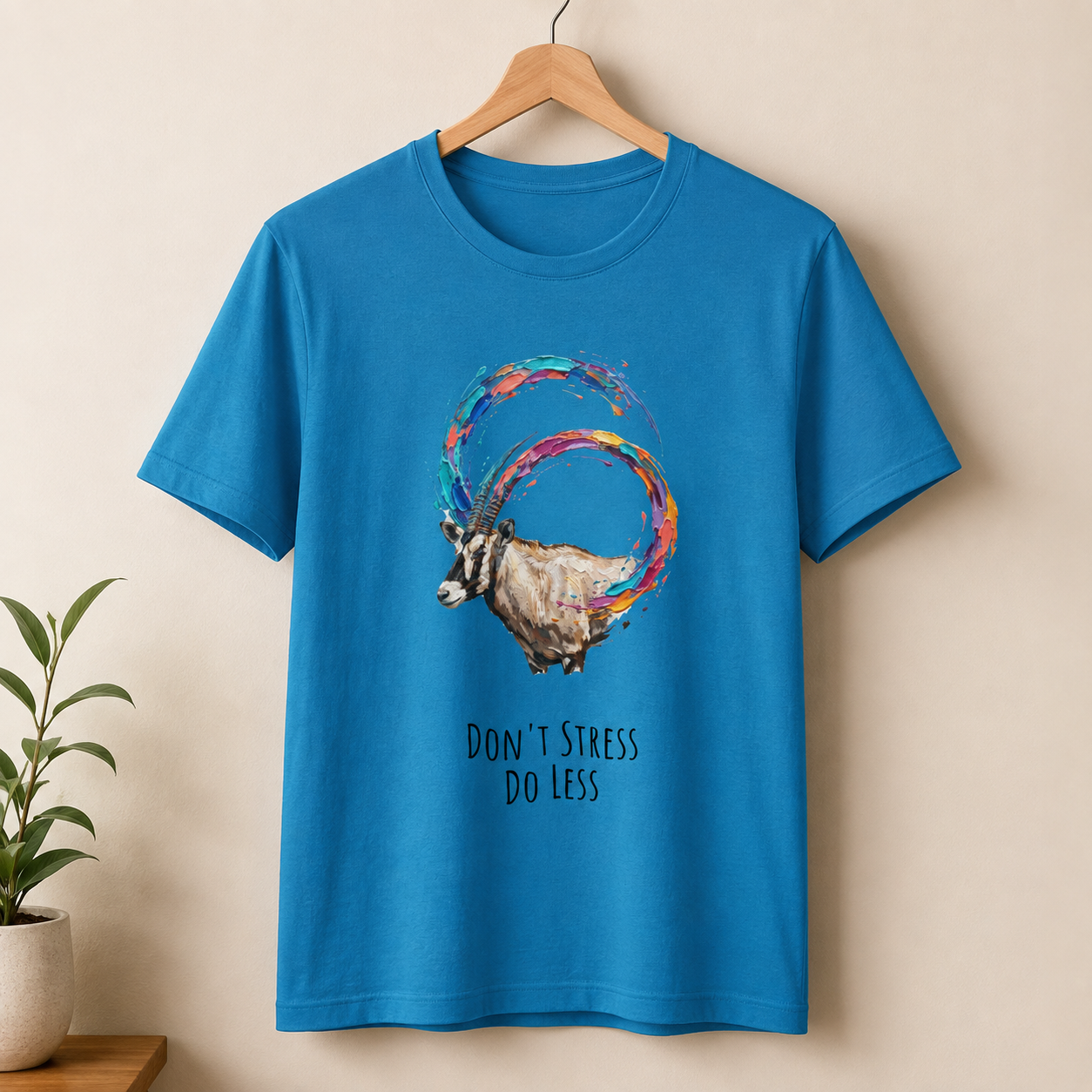 Don’t Stress. Do Less. Ibex Round Neck T-Shirt