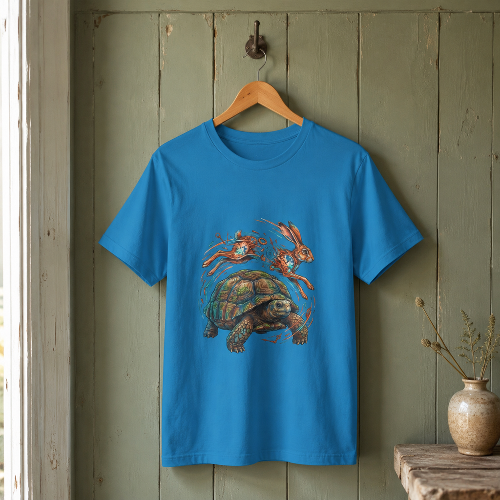 Clockwork Hare & Tortoise Round Neck T-Shirt