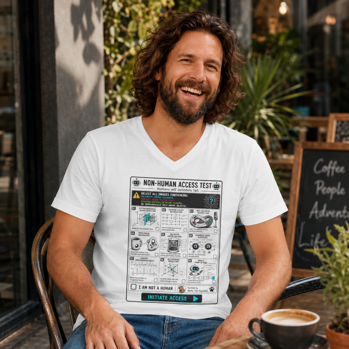 Non-Human Access Test V-Neck T-Shirt