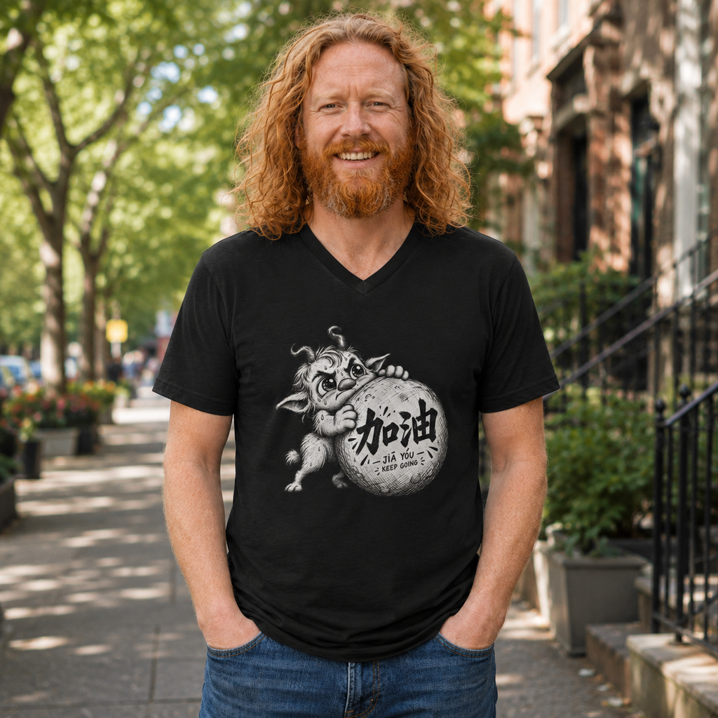 Jia You — Keep Going V-Neck T-Shirt