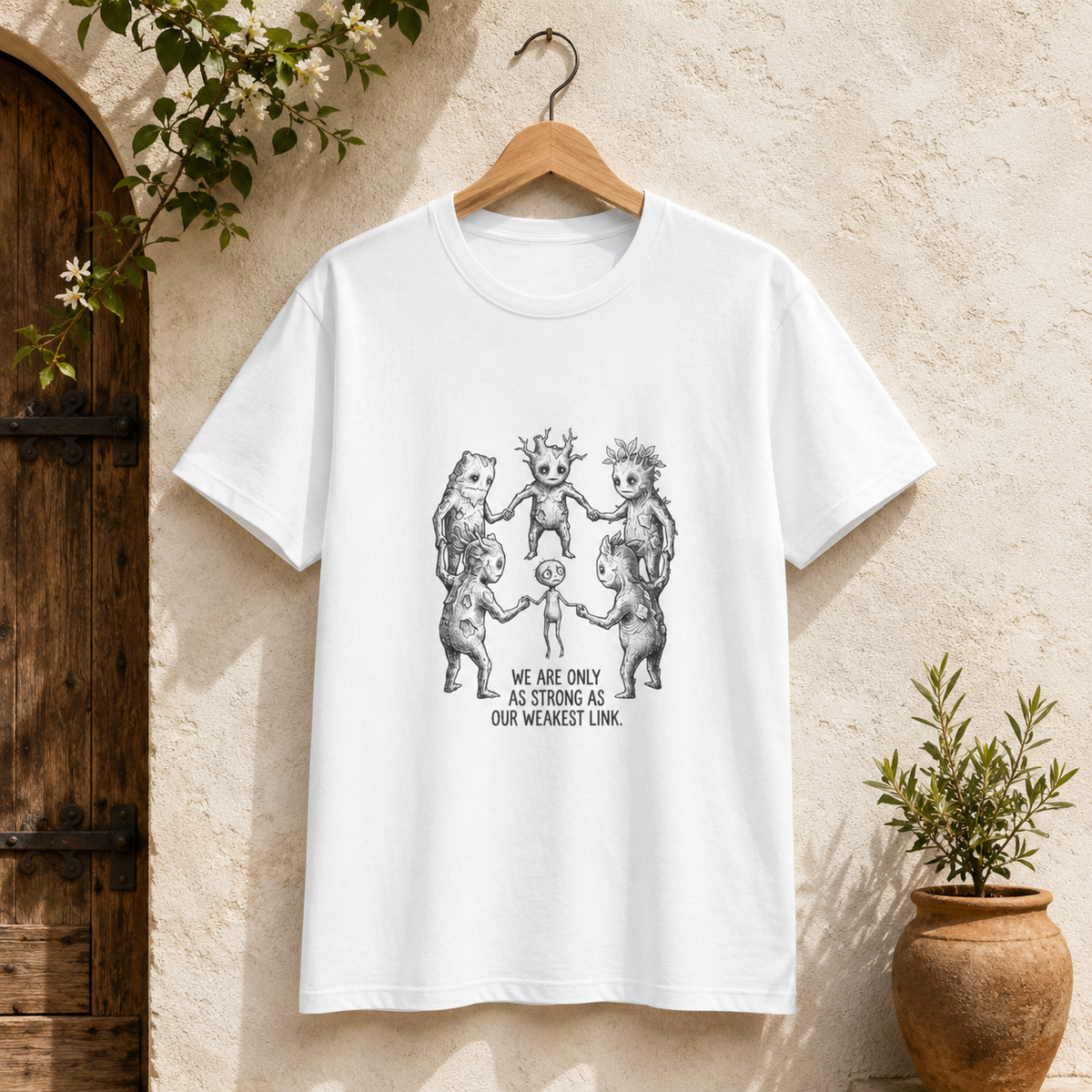 Weakest Link Teamwork Quote Round Neck T-Shirt