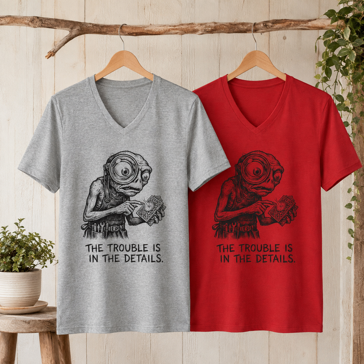 The Trouble in the Details V-Neck T-Shirt