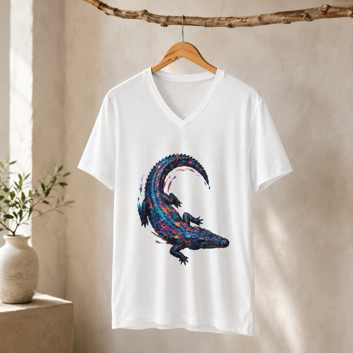 Crocodile Arc V-Neck T-Shirt