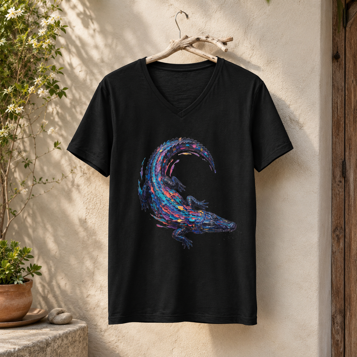 Crocodile Arc V-Neck T-Shirt