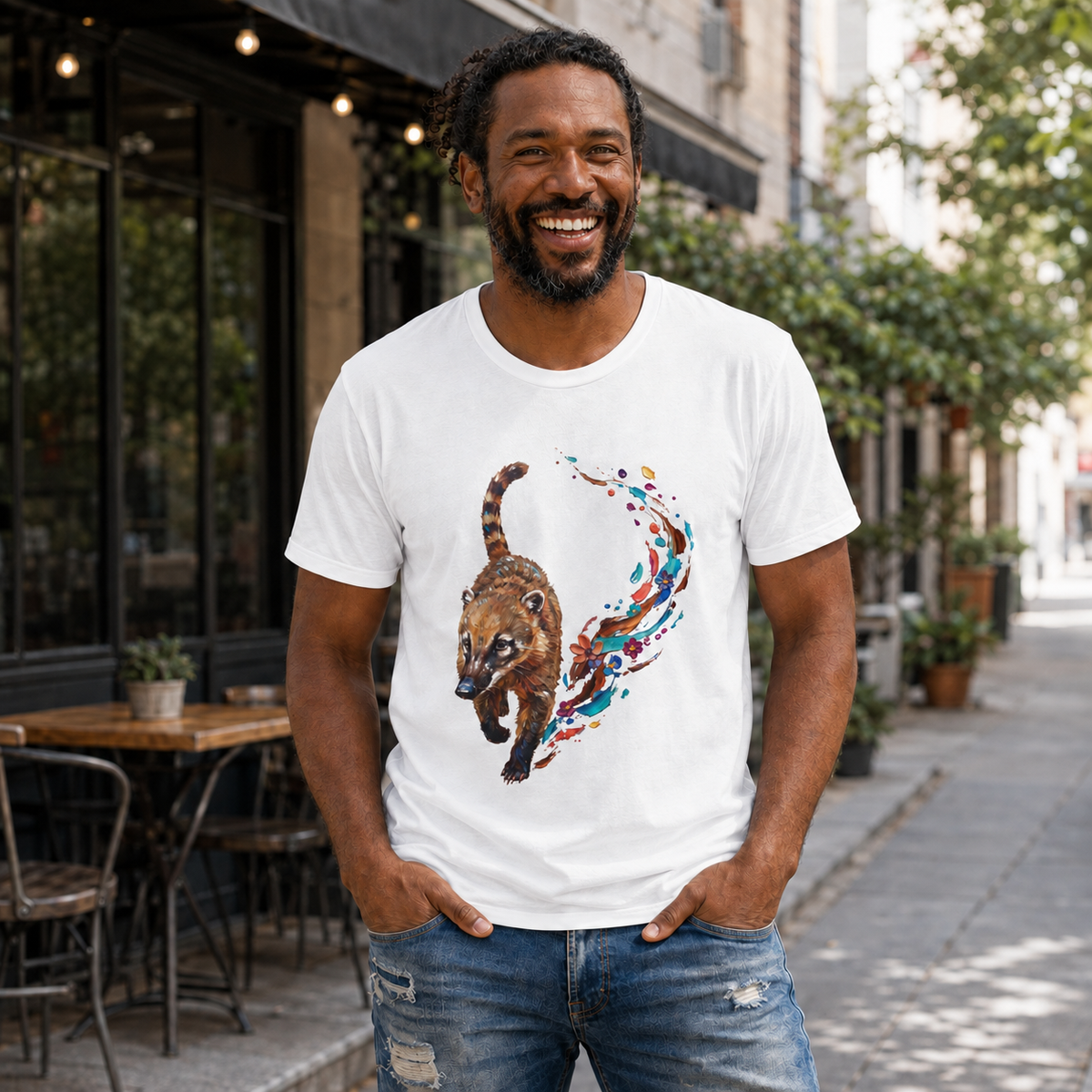 Coati in Motion Round Neck T-Shirt