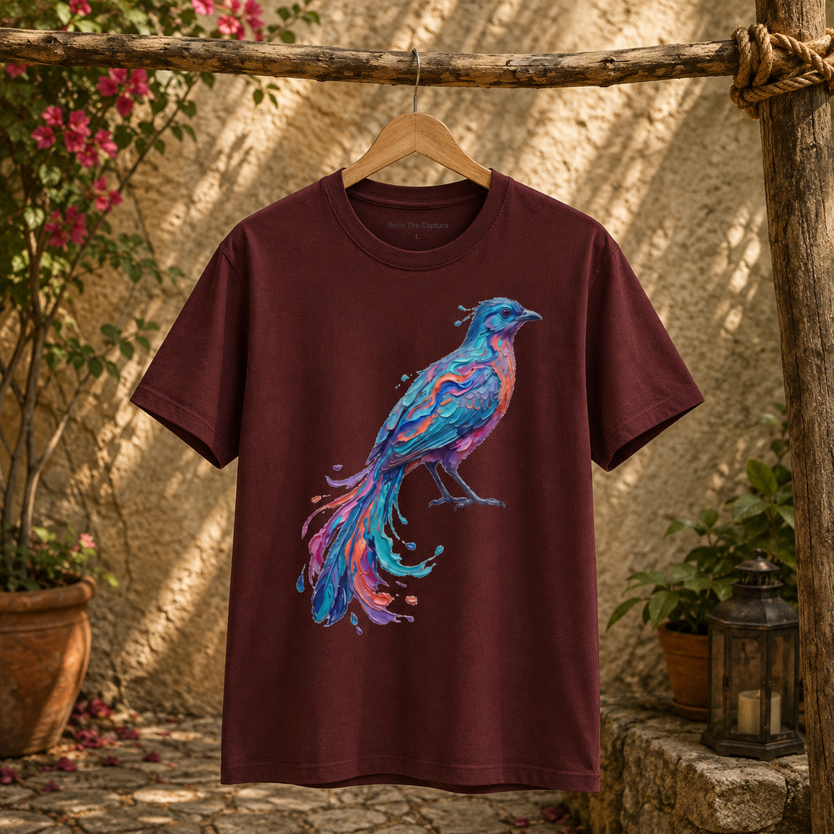 Long-Tailed Bird in Color Round Neck T-Shirt